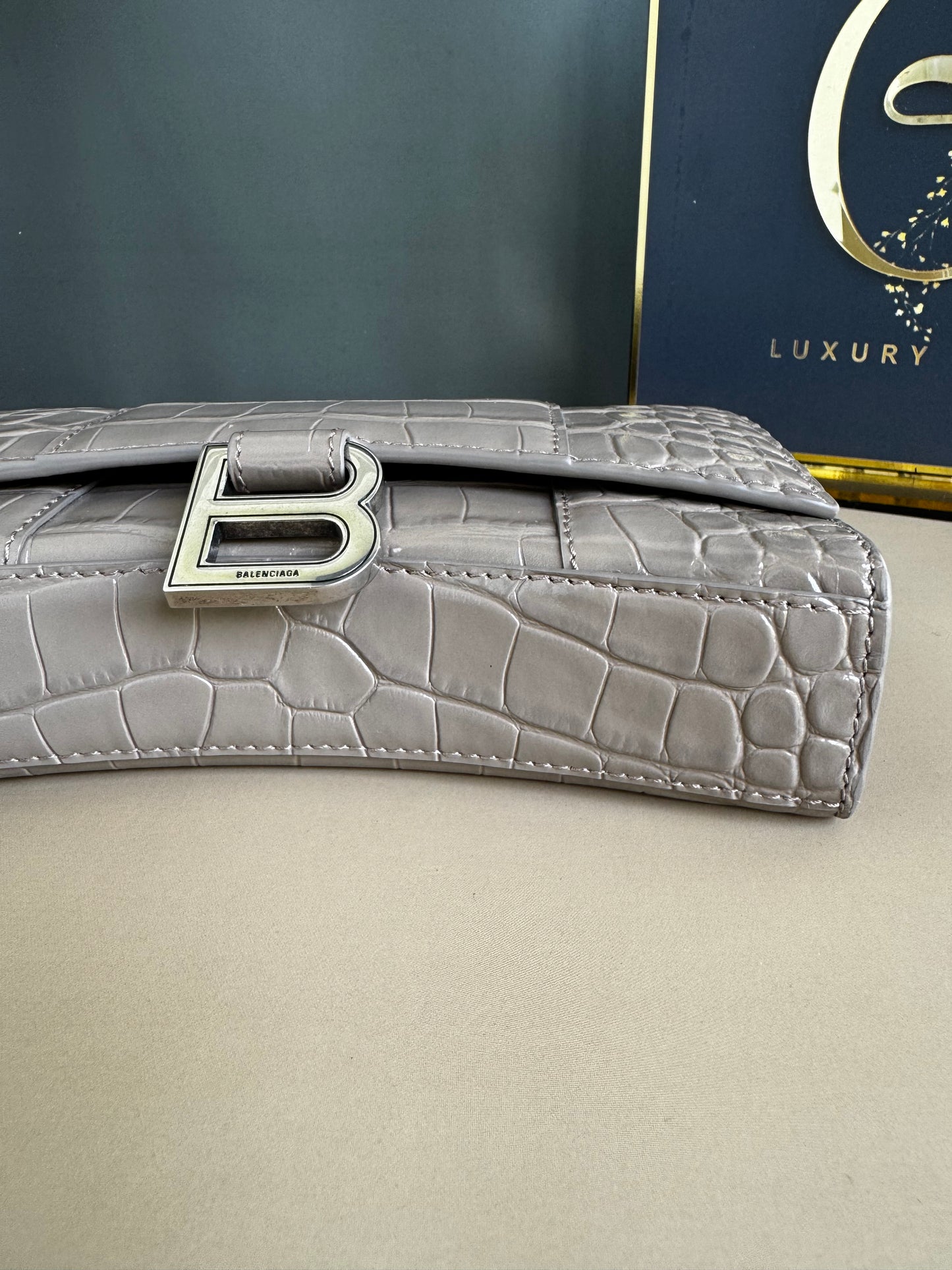 BALENCIAGA WALLET ON CHAIN CROC EMBOSSED LEATHER