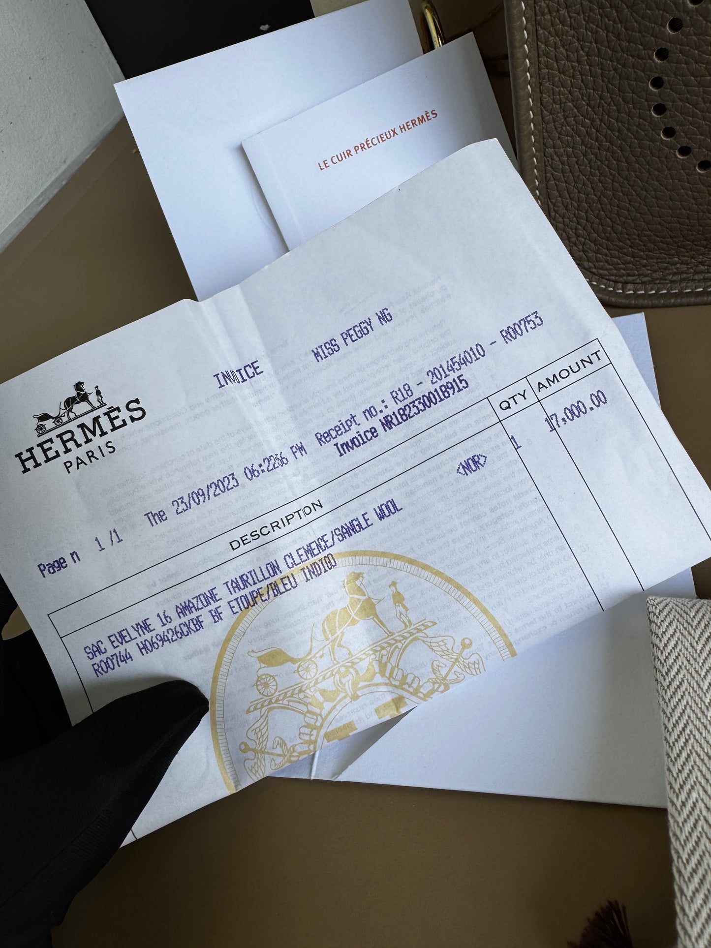 HERMES EVELYN TPM ETOUPE PHW