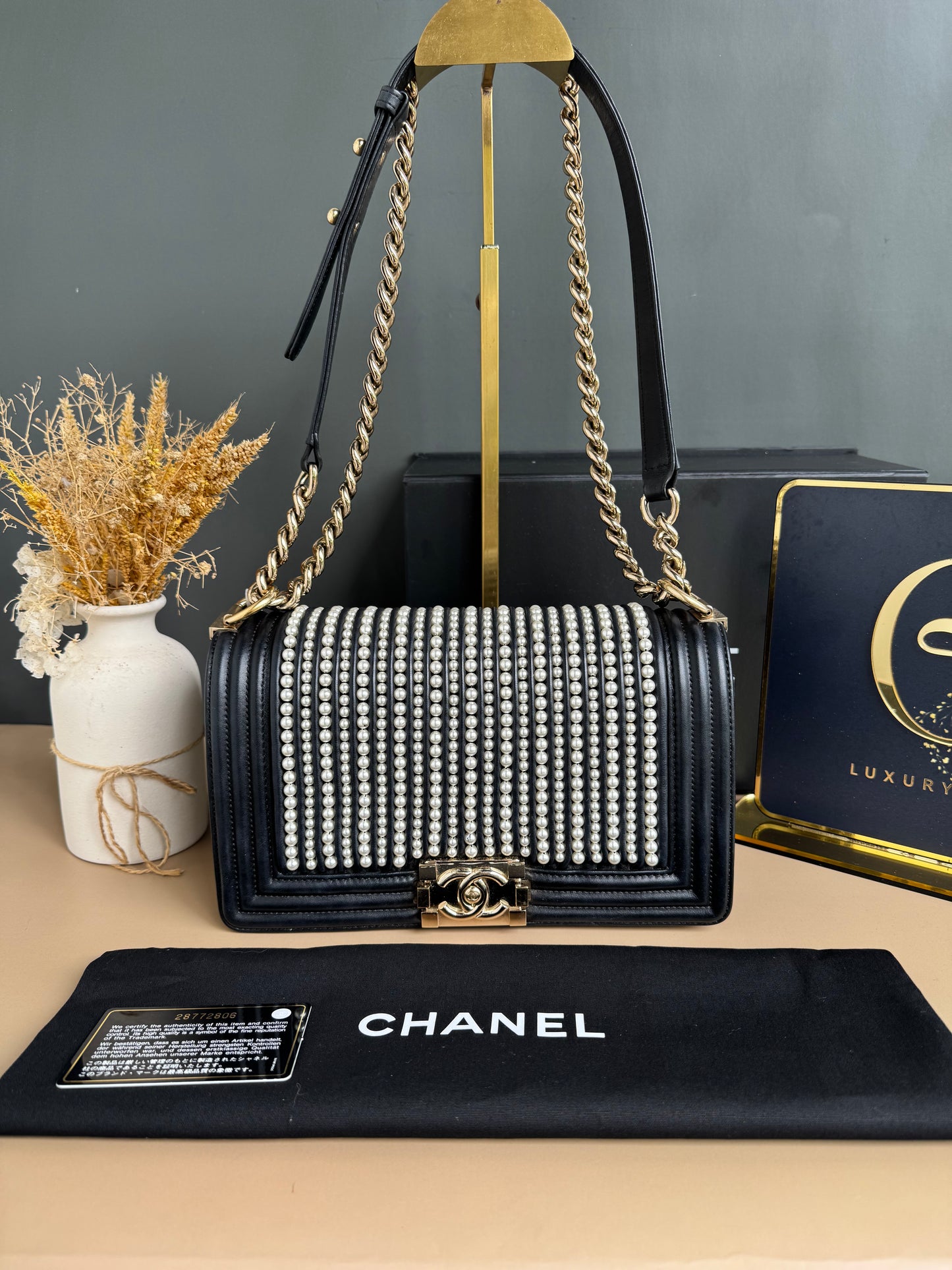 CHANEL LE BOY PEARL OLD MEDIUM LAMBSKIN