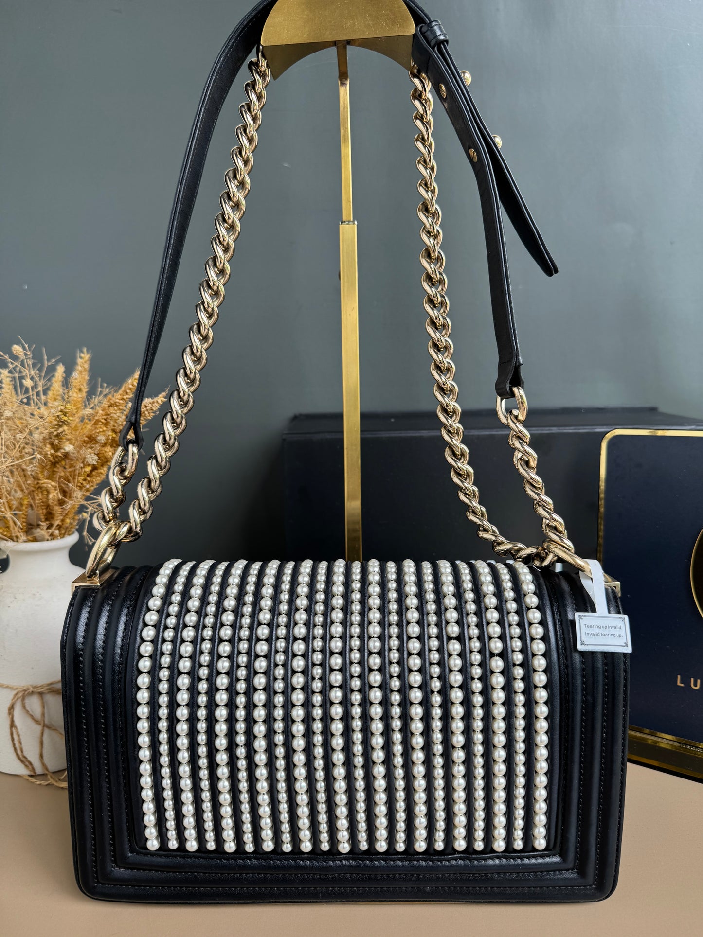 CHANEL LE BOY PEARL OLD MEDIUM LAMBSKIN