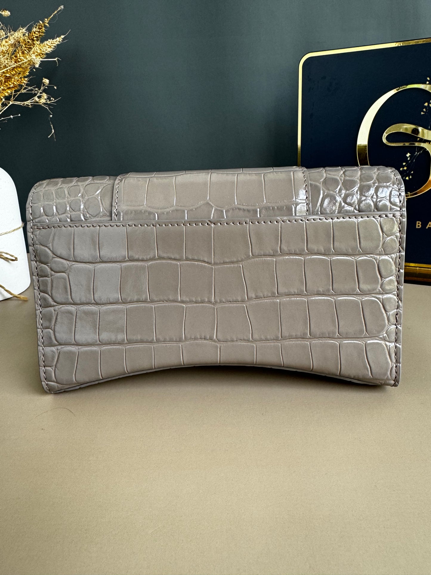 BALENCIAGA WALLET ON CHAIN CROC EMBOSSED LEATHER