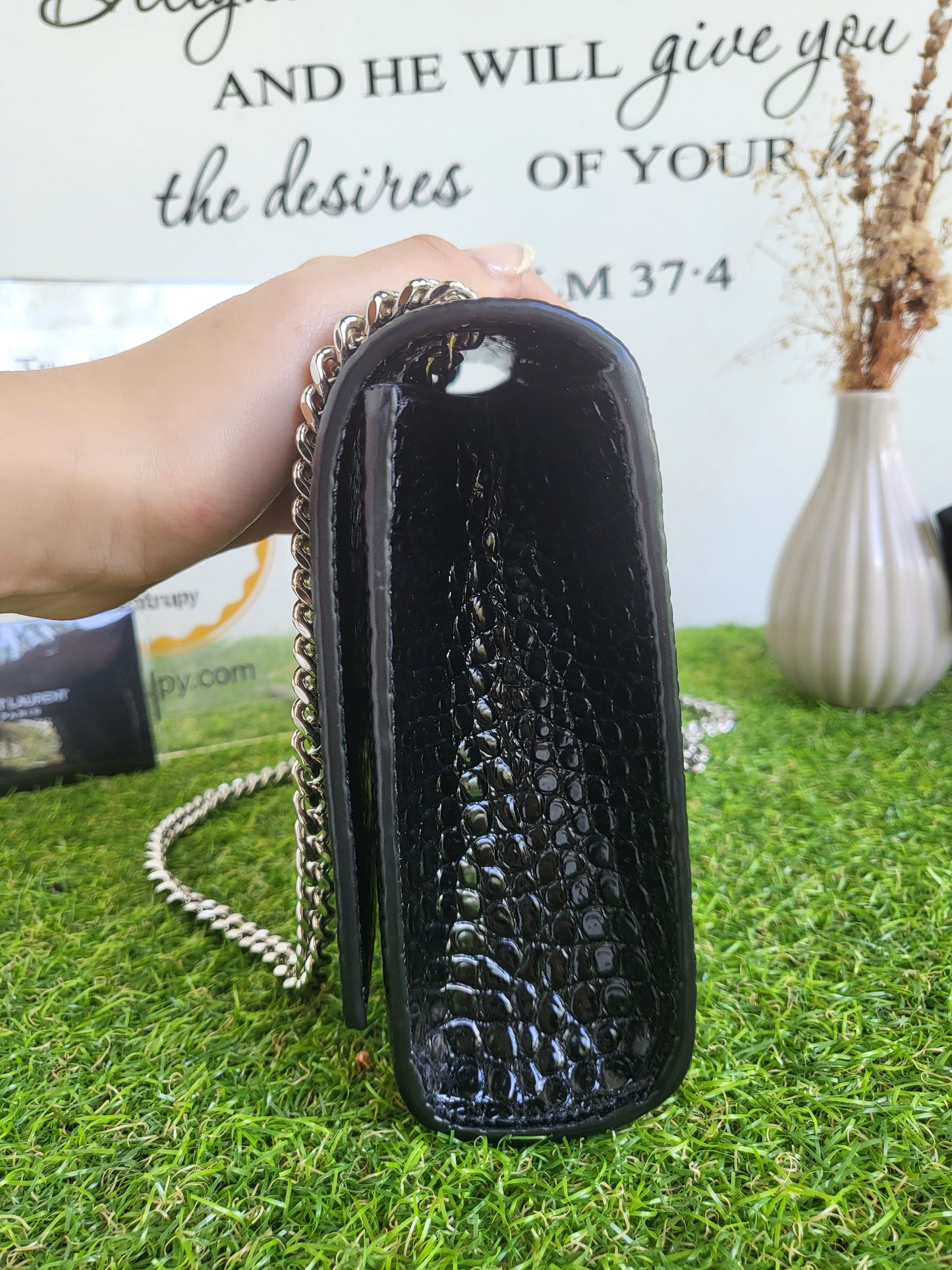 YSL Kate Tassle Croc Embossed