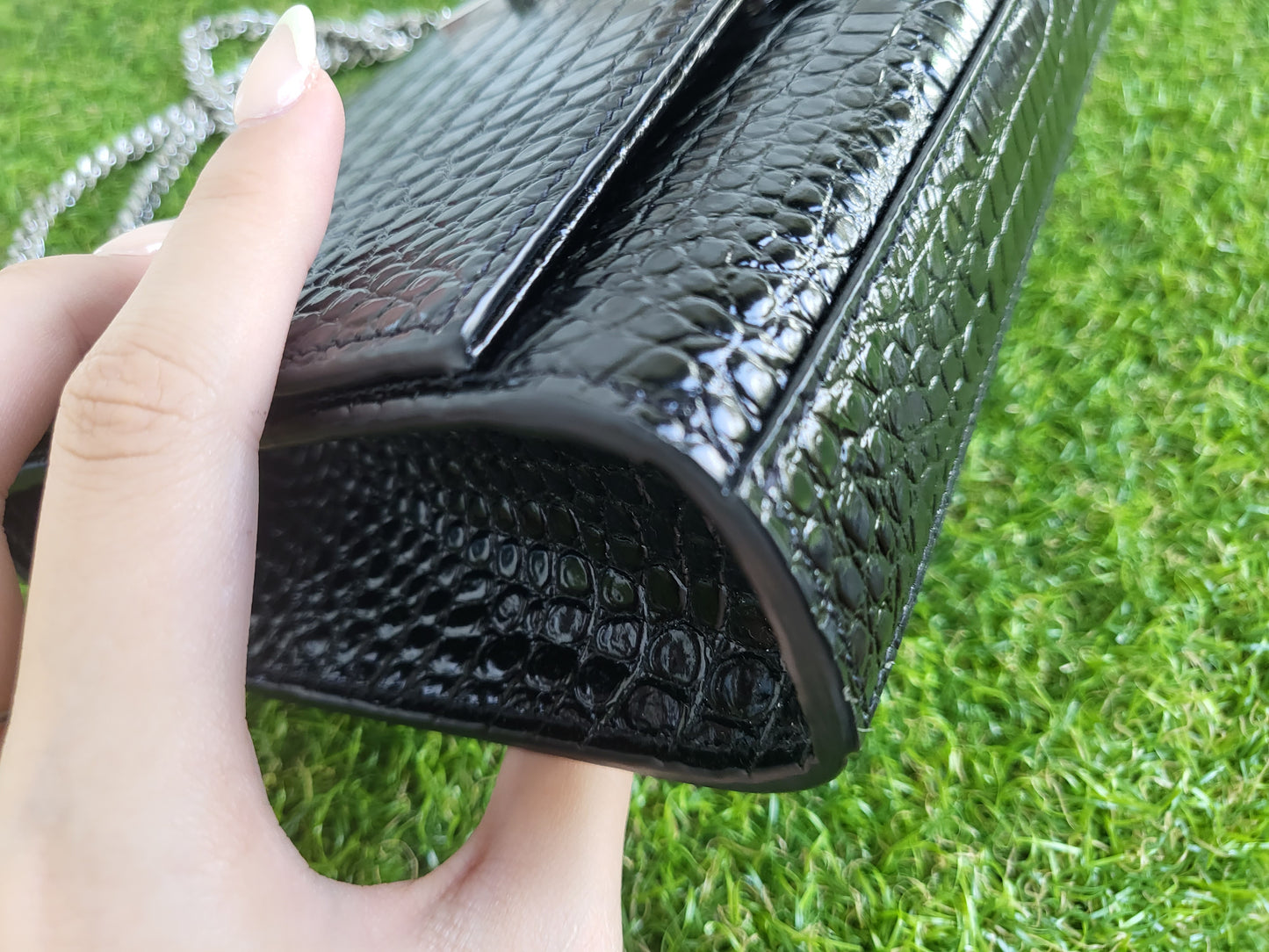 YSL Kate Tassle Croc Embossed