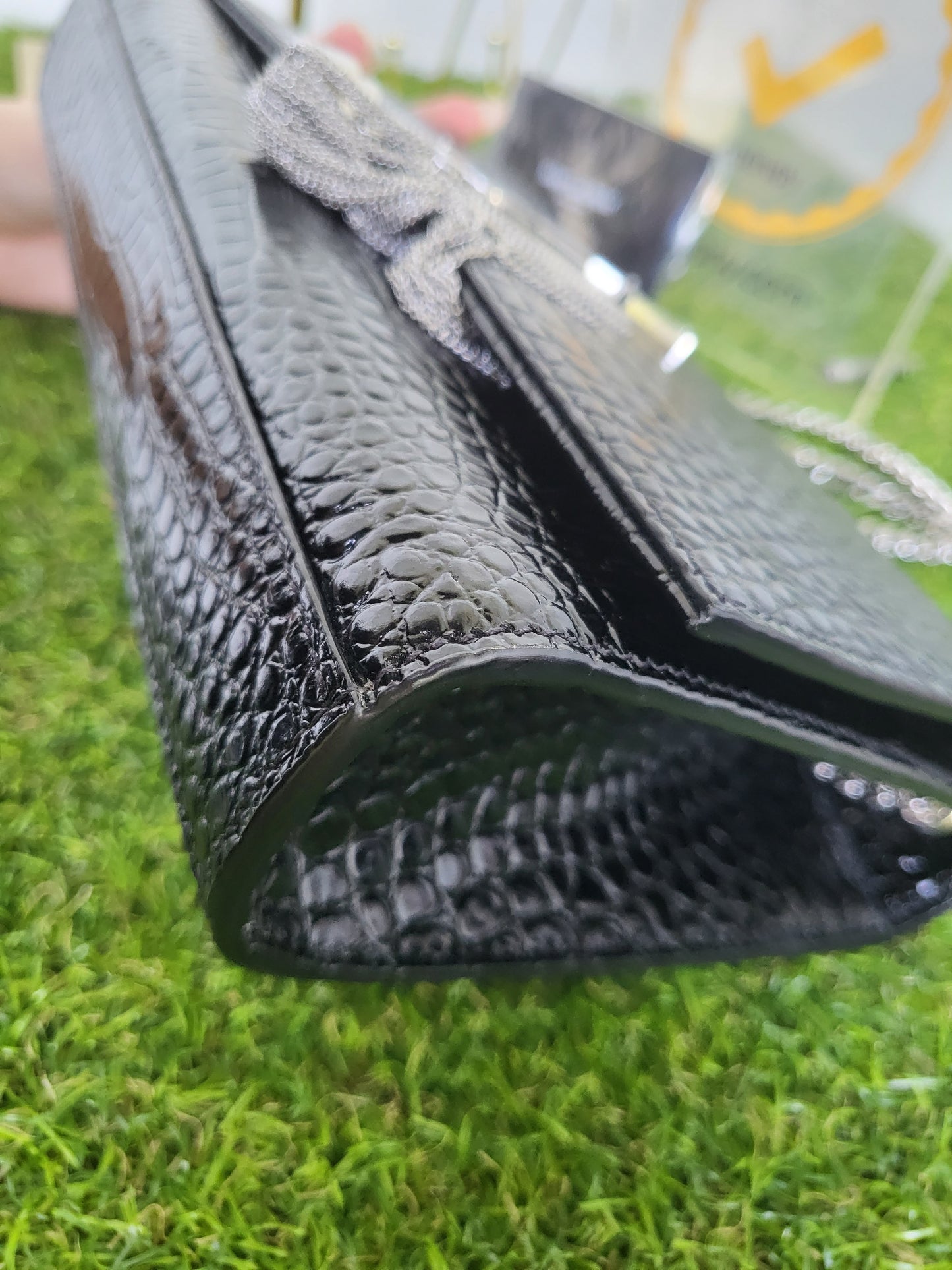 YSL Kate Tassle Croc Embossed