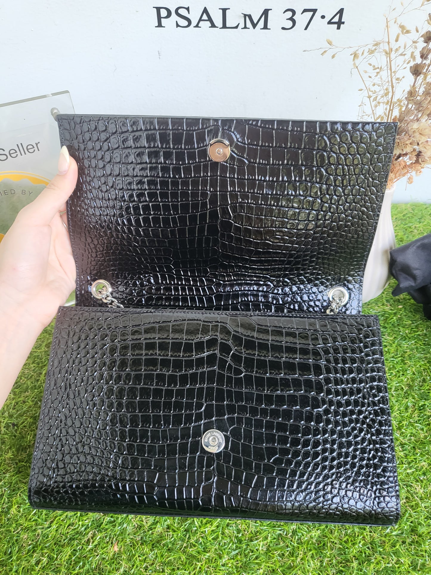 YSL Kate Tassle Croc Embossed