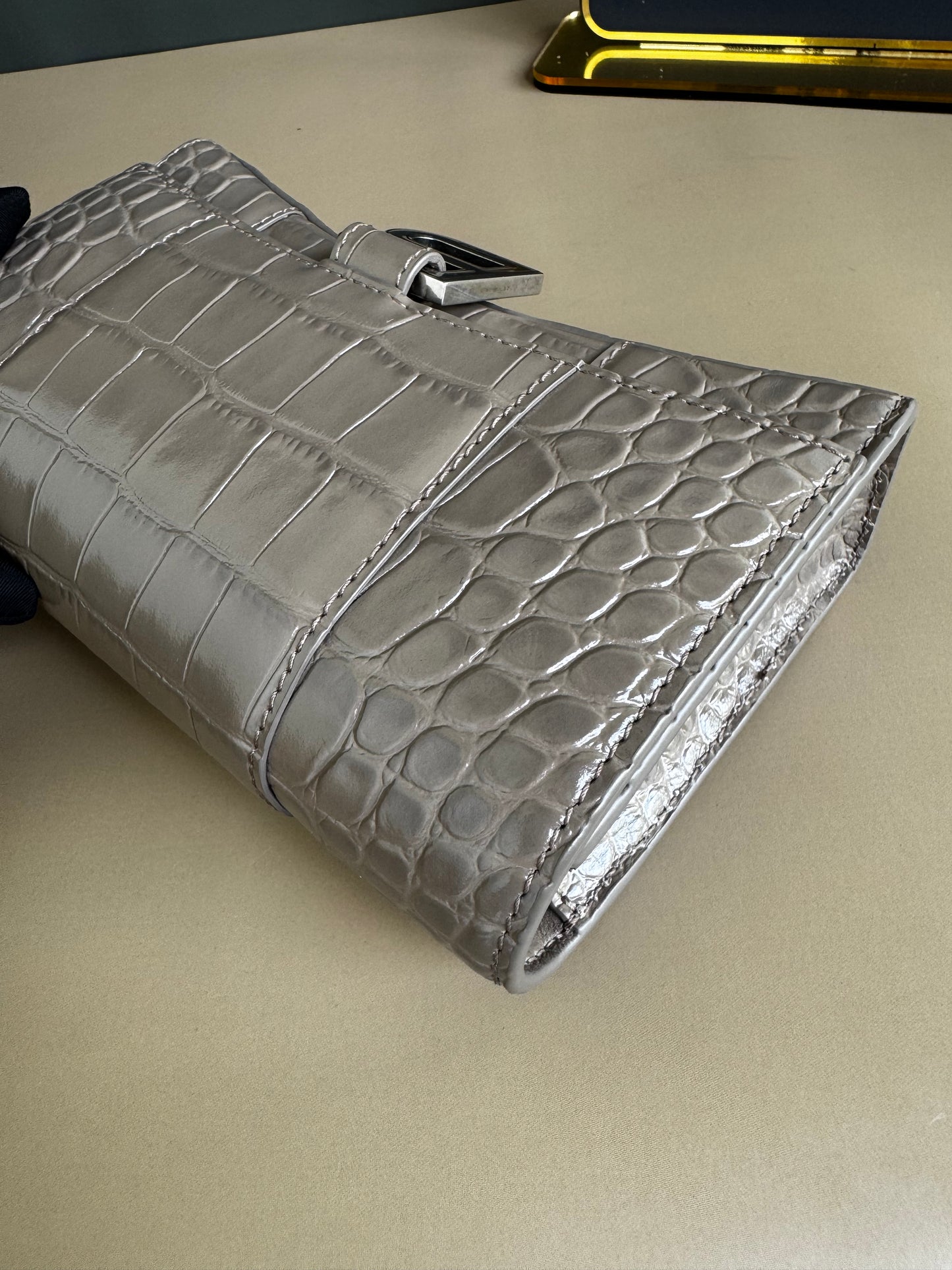 BALENCIAGA WALLET ON CHAIN CROC EMBOSSED LEATHER