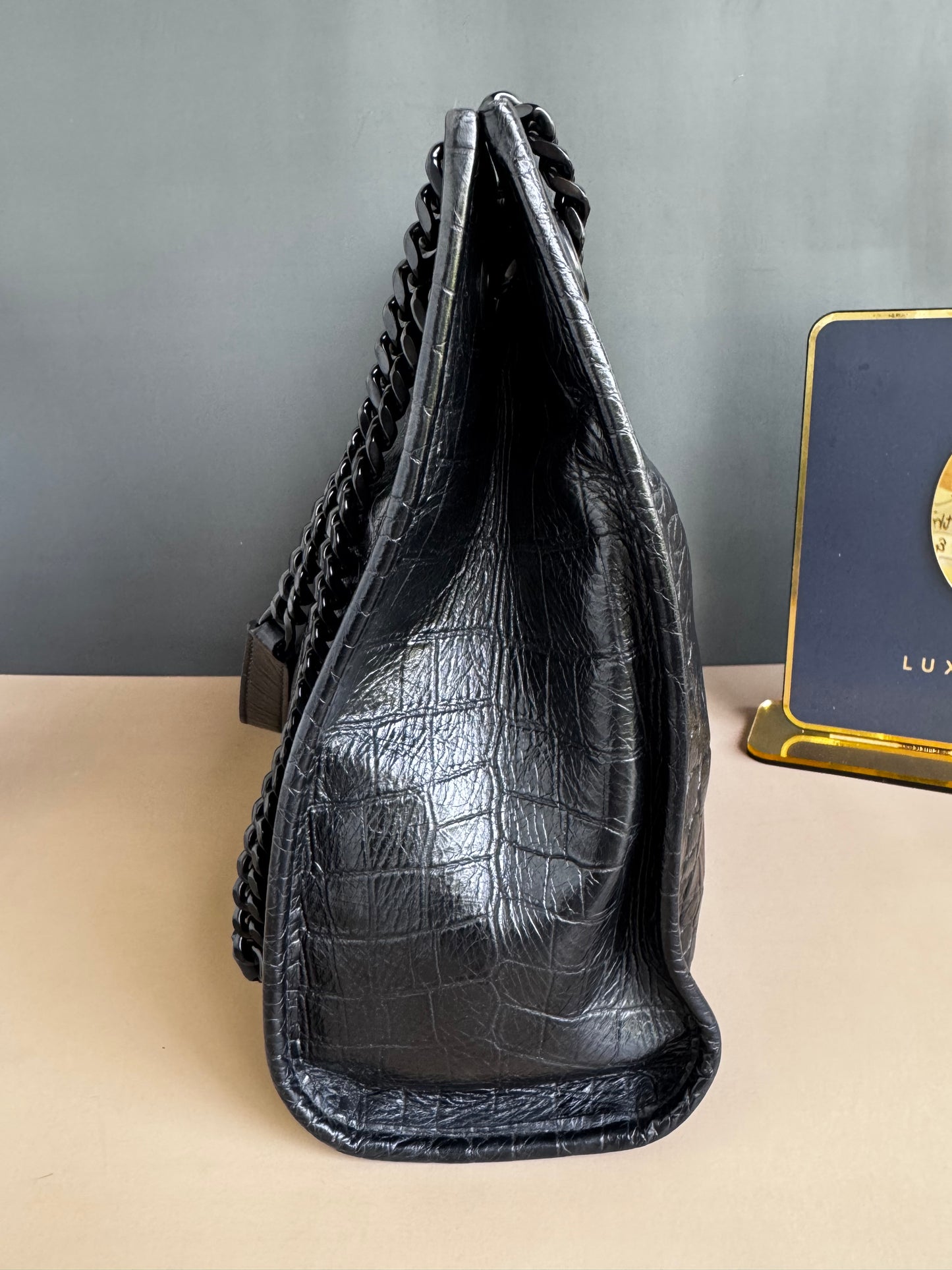 YSL NIKI SHOPPING IN CROCODILE EMBOSSED LEATHER