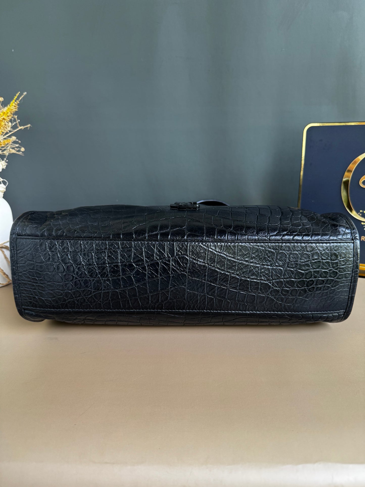 YSL NIKI SHOPPING IN CROCODILE EMBOSSED LEATHER