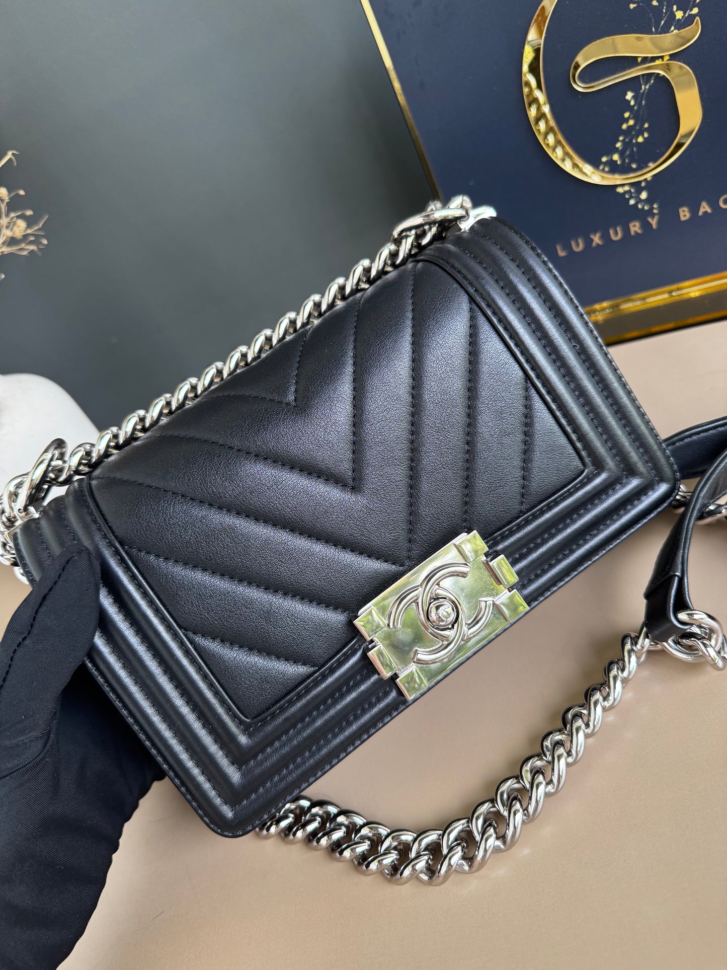 CHANEL LE BOY SMALL CHEVRON