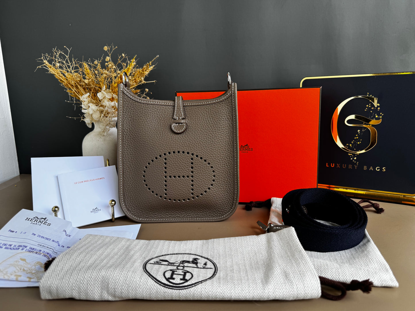 HERMES EVELYN TPM ETOUPE PHW