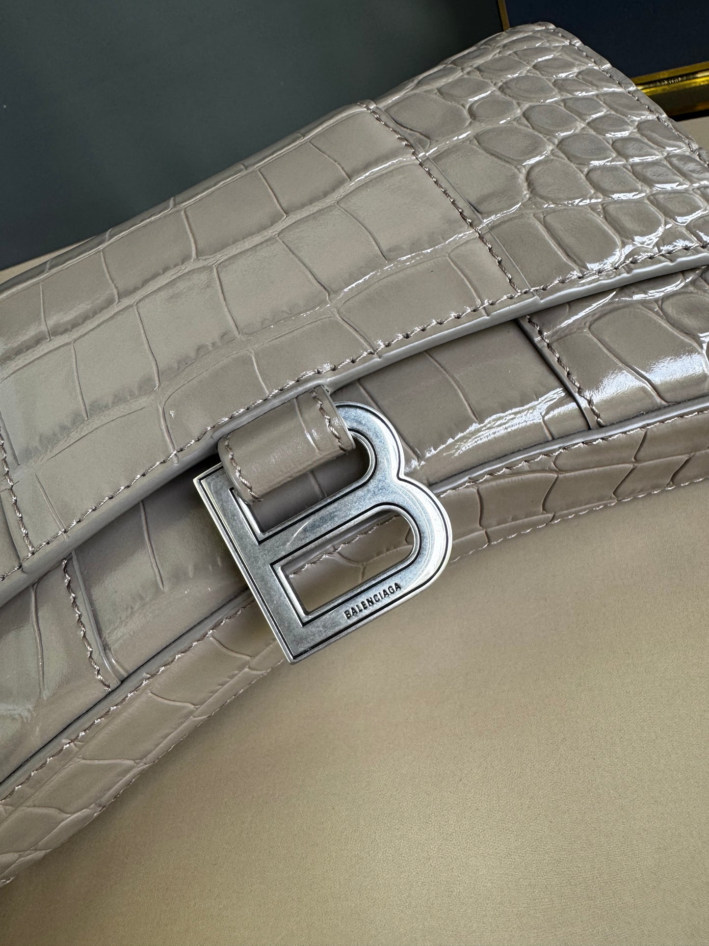 BALENCIAGA WALLET ON CHAIN CROC EMBOSSED LEATHER