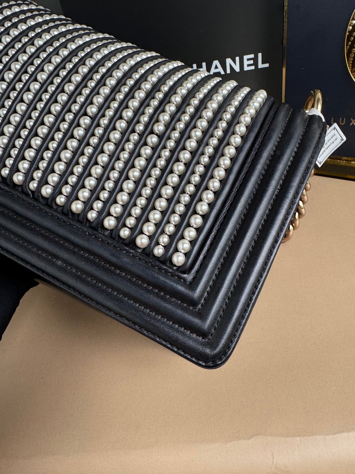 CHANEL LE BOY PEARL OLD MEDIUM LAMBSKIN