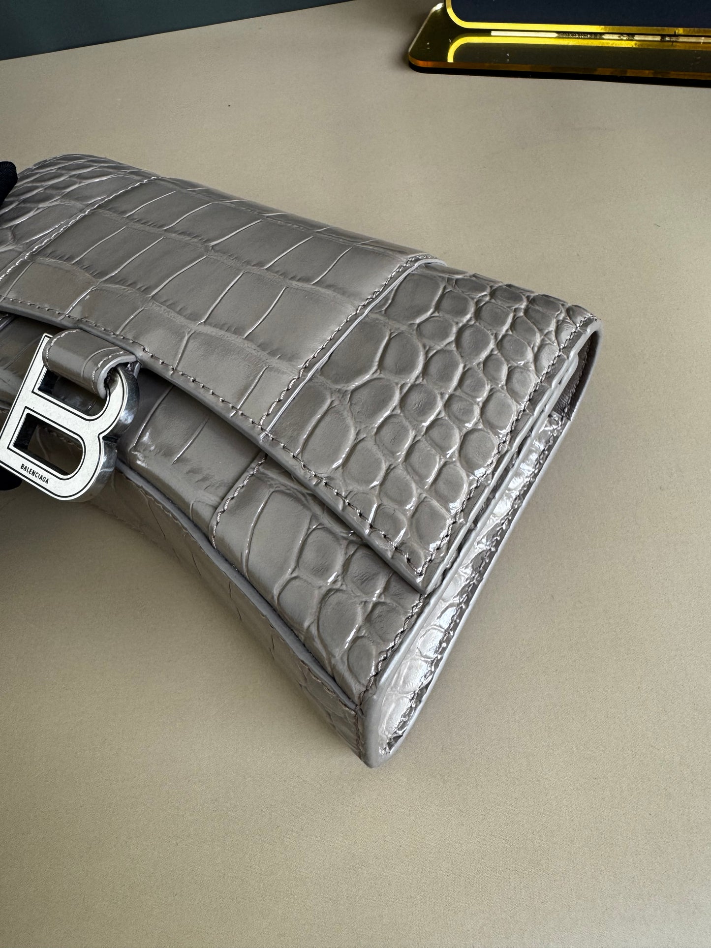 BALENCIAGA WALLET ON CHAIN CROC EMBOSSED LEATHER