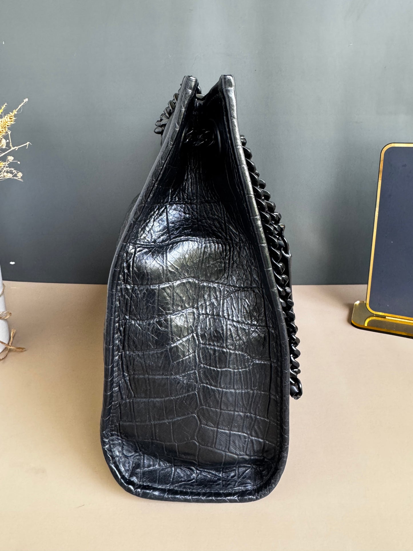 YSL NIKI SHOPPING IN CROCODILE EMBOSSED LEATHER