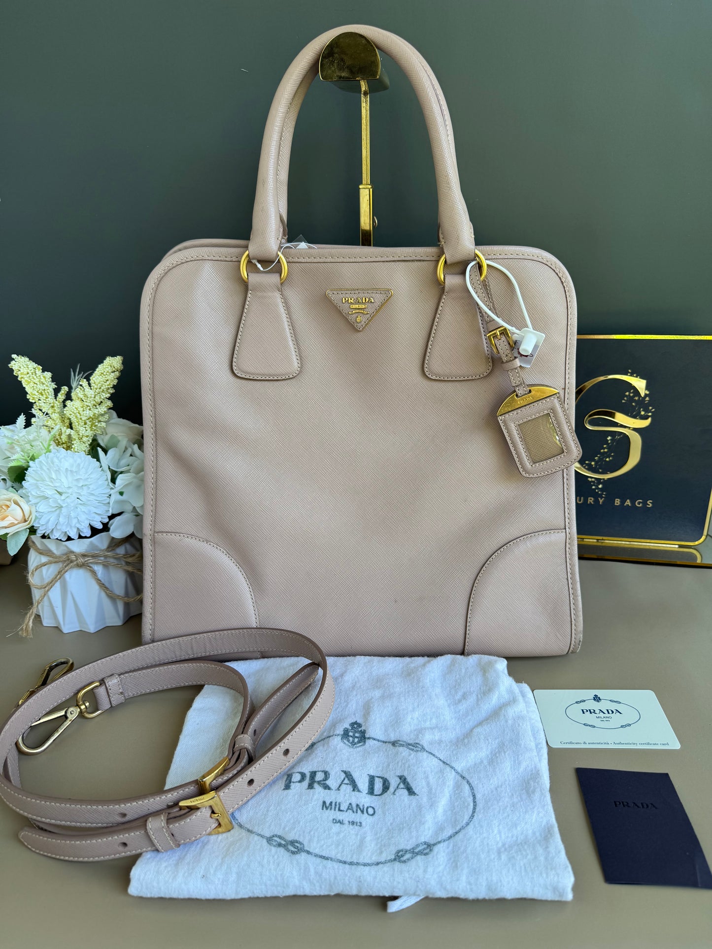 Prada Saffiano Lux Bn2254 cammeo