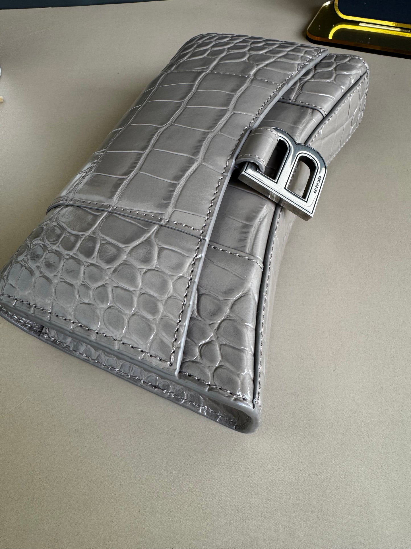 BALENCIAGA WALLET ON CHAIN CROC EMBOSSED LEATHER