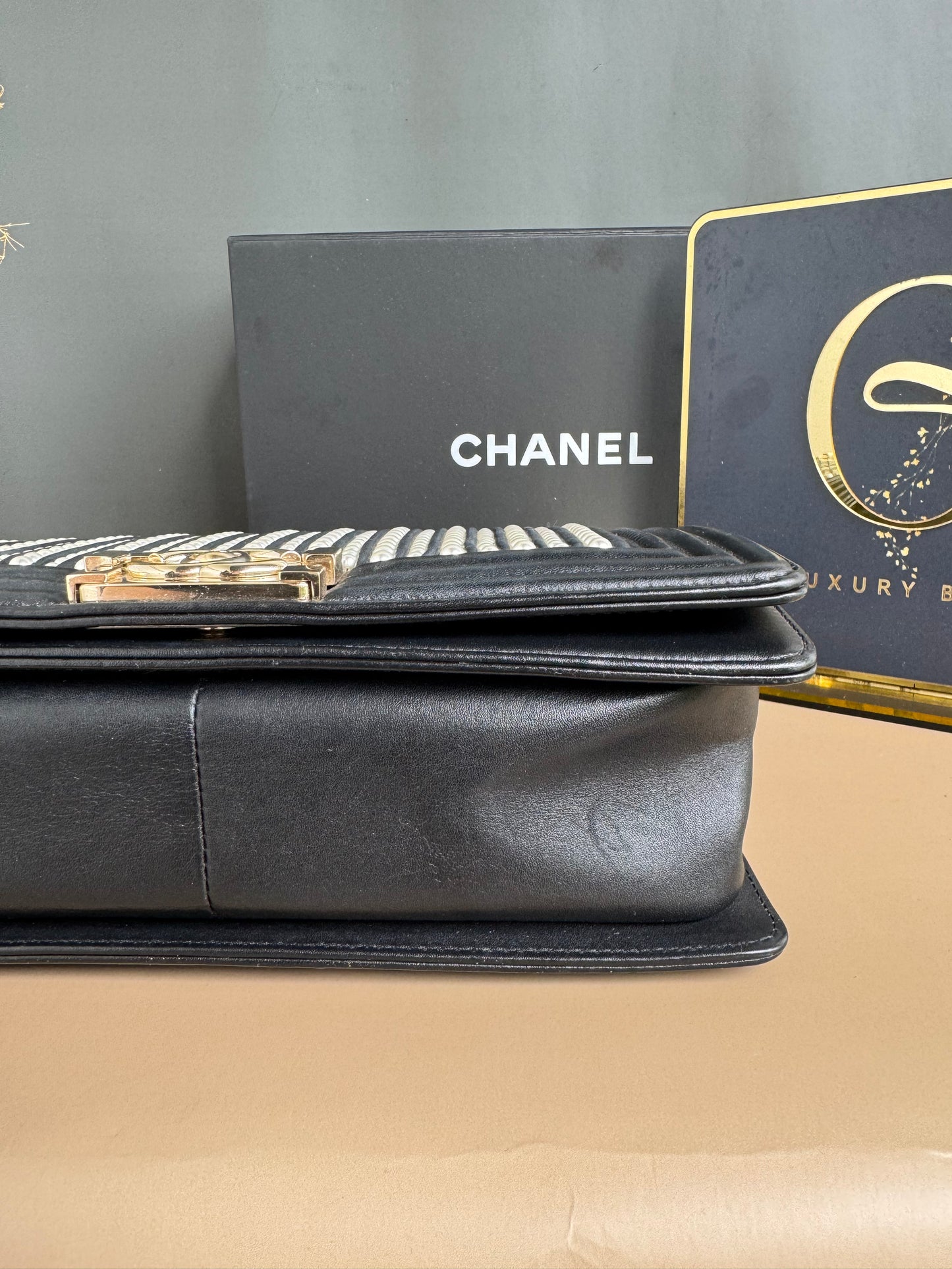 CHANEL LE BOY PEARL OLD MEDIUM LAMBSKIN