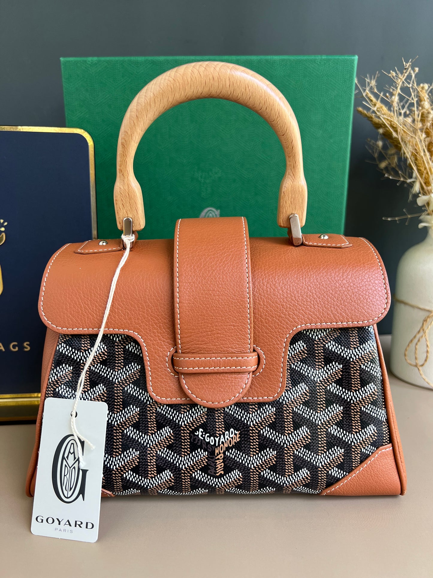 GOYARD MINI SAIGON TAN/BLACK