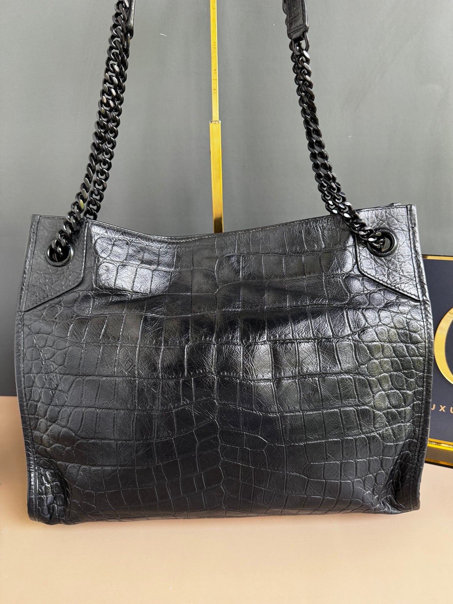 YSL NIKI SHOPPING IN CROCODILE EMBOSSED LEATHER