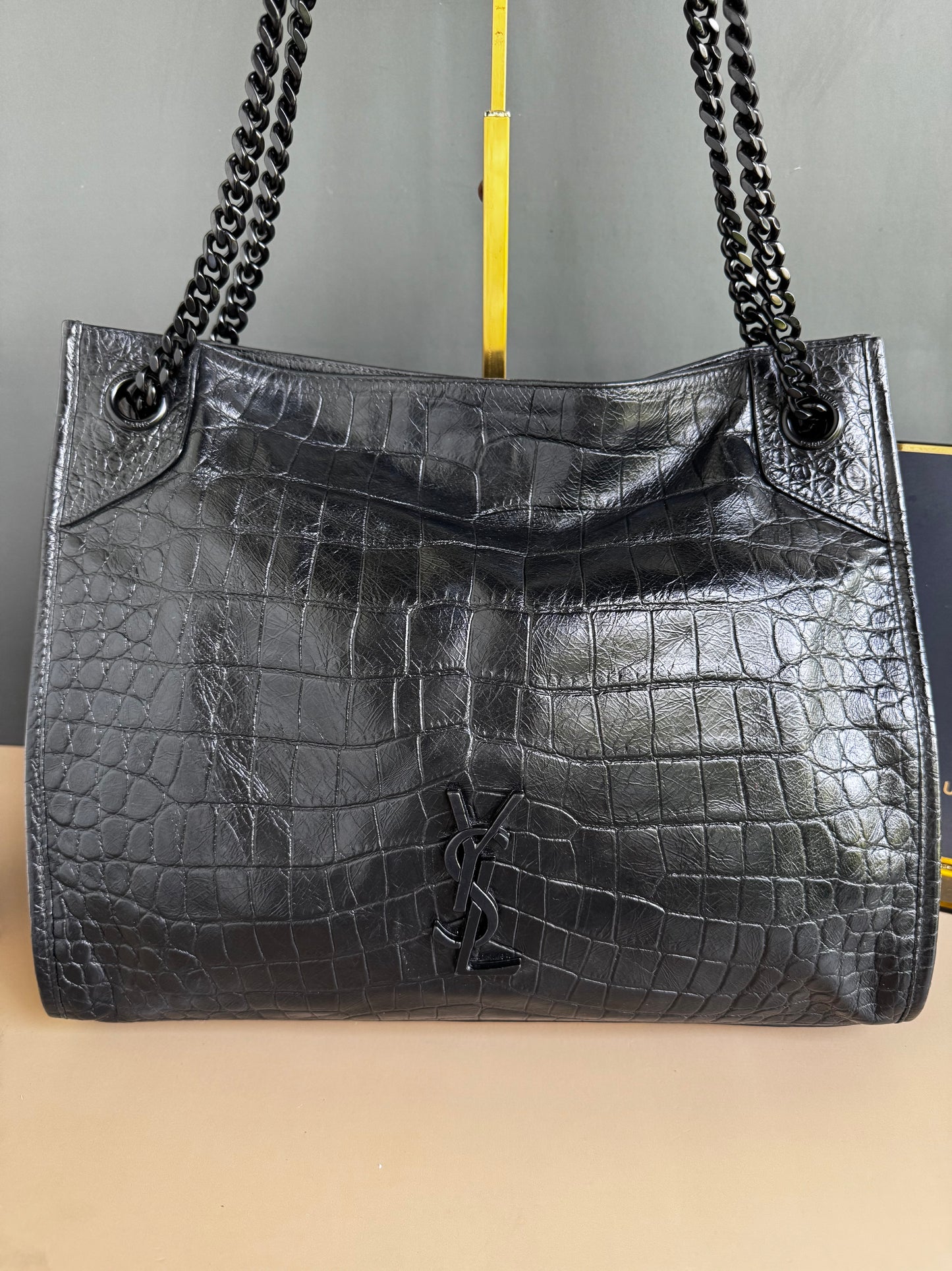 YSL NIKI SHOPPING IN CROCODILE EMBOSSED LEATHER
