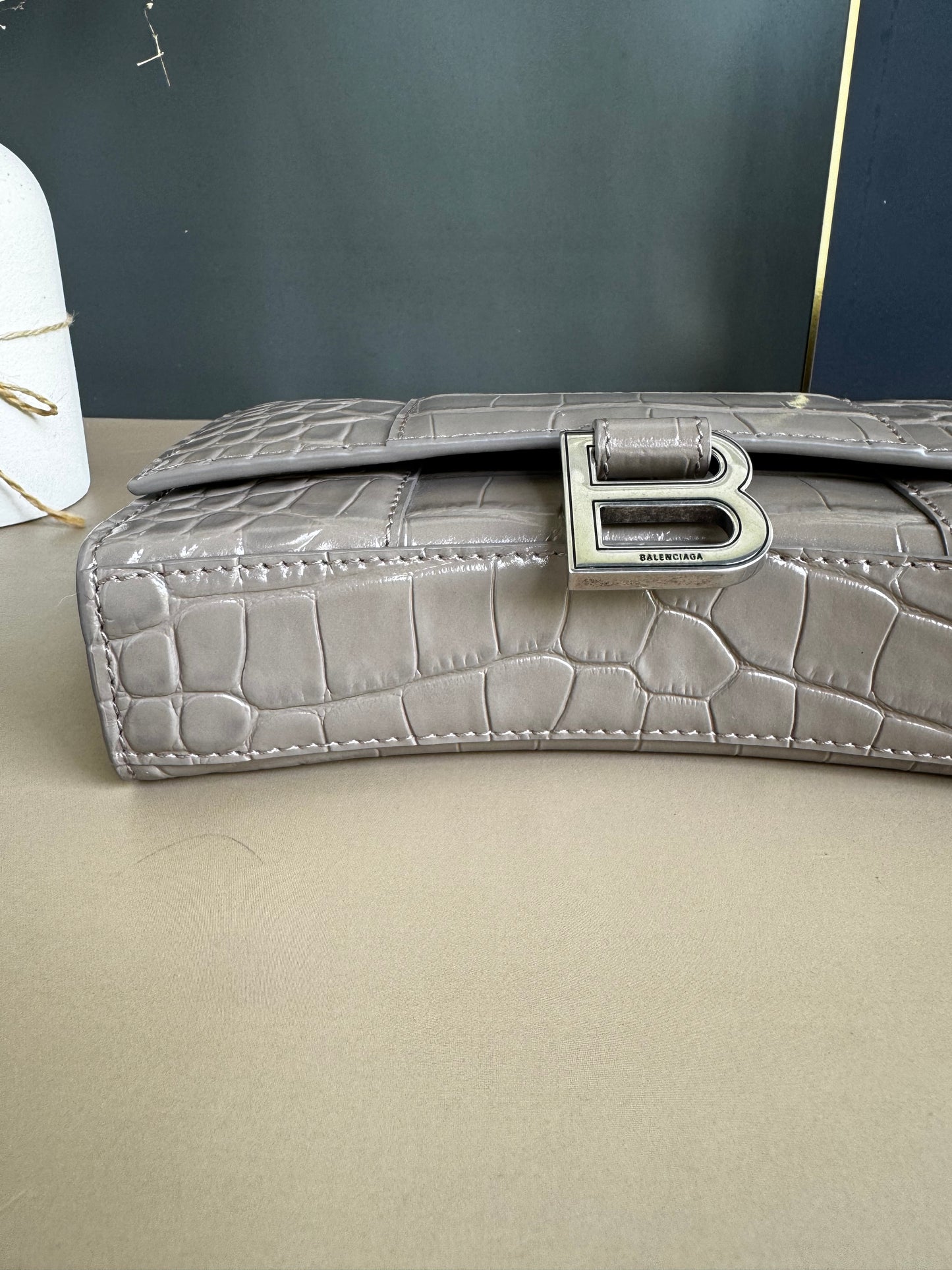 BALENCIAGA WALLET ON CHAIN CROC EMBOSSED LEATHER