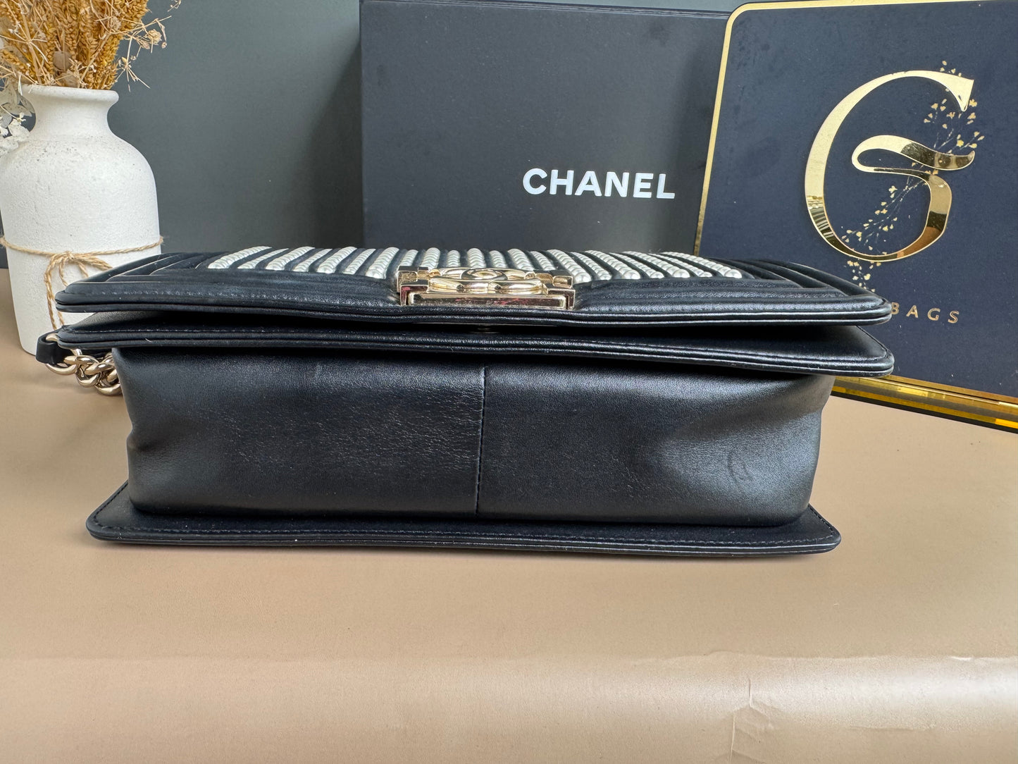CHANEL LE BOY PEARL OLD MEDIUM LAMBSKIN