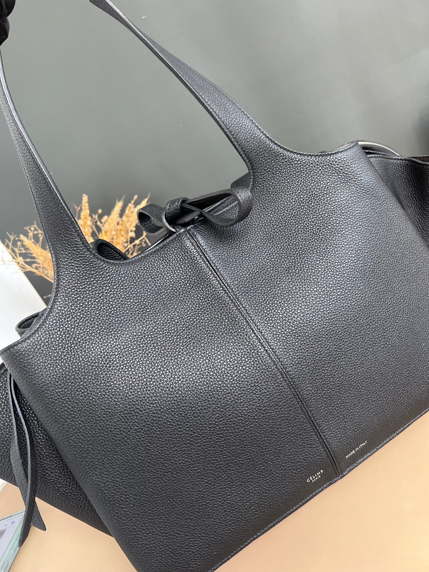 CELINE TRI FOLD LEATHER TOTE BAG