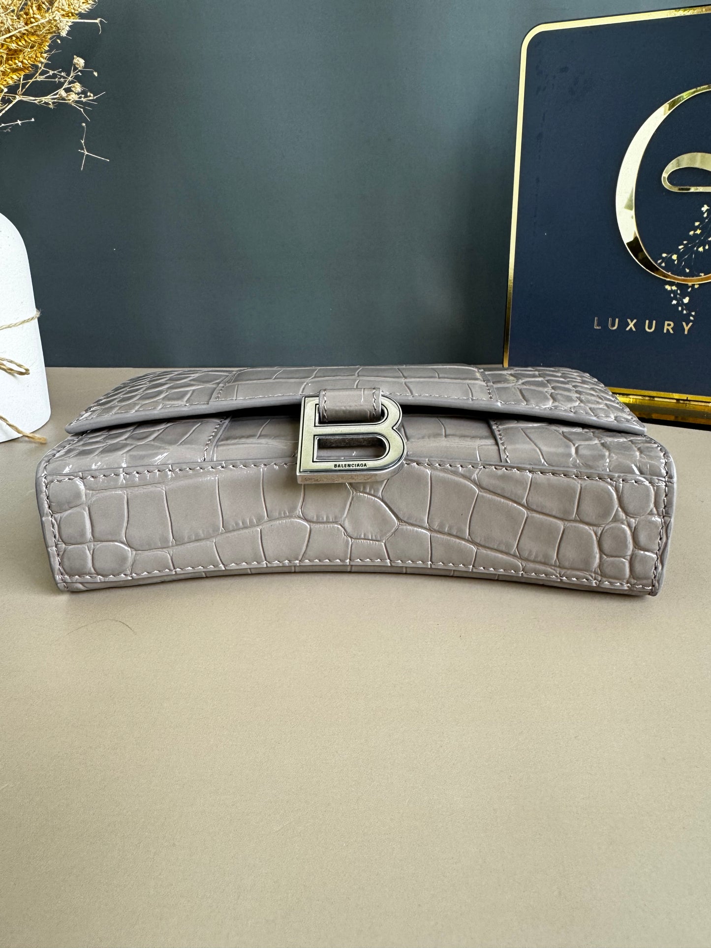 BALENCIAGA WALLET ON CHAIN CROC EMBOSSED LEATHER