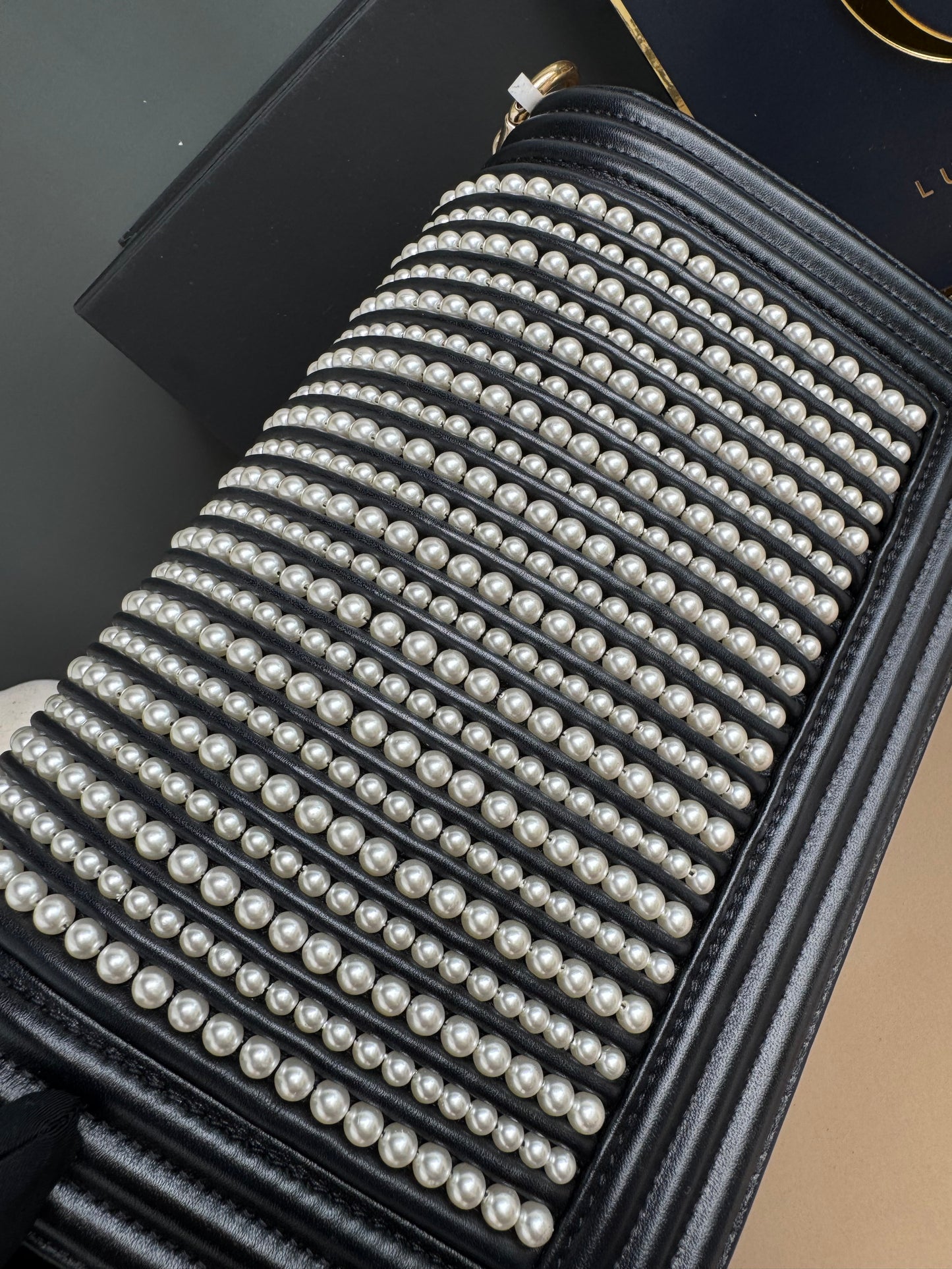 CHANEL LE BOY PEARL OLD MEDIUM LAMBSKIN