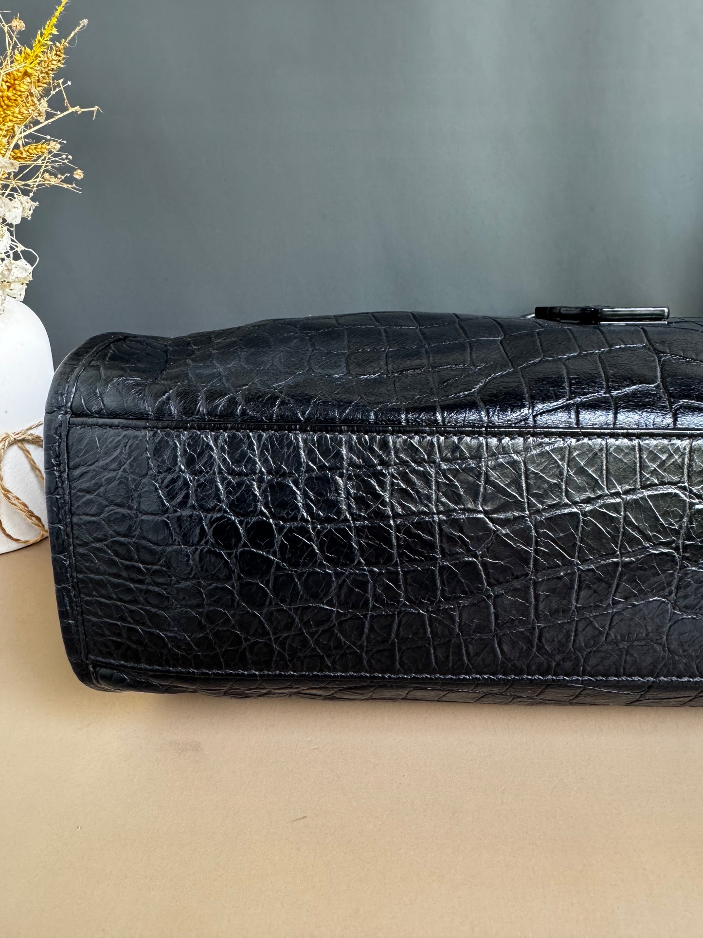 YSL NIKI SHOPPING IN CROCODILE EMBOSSED LEATHER