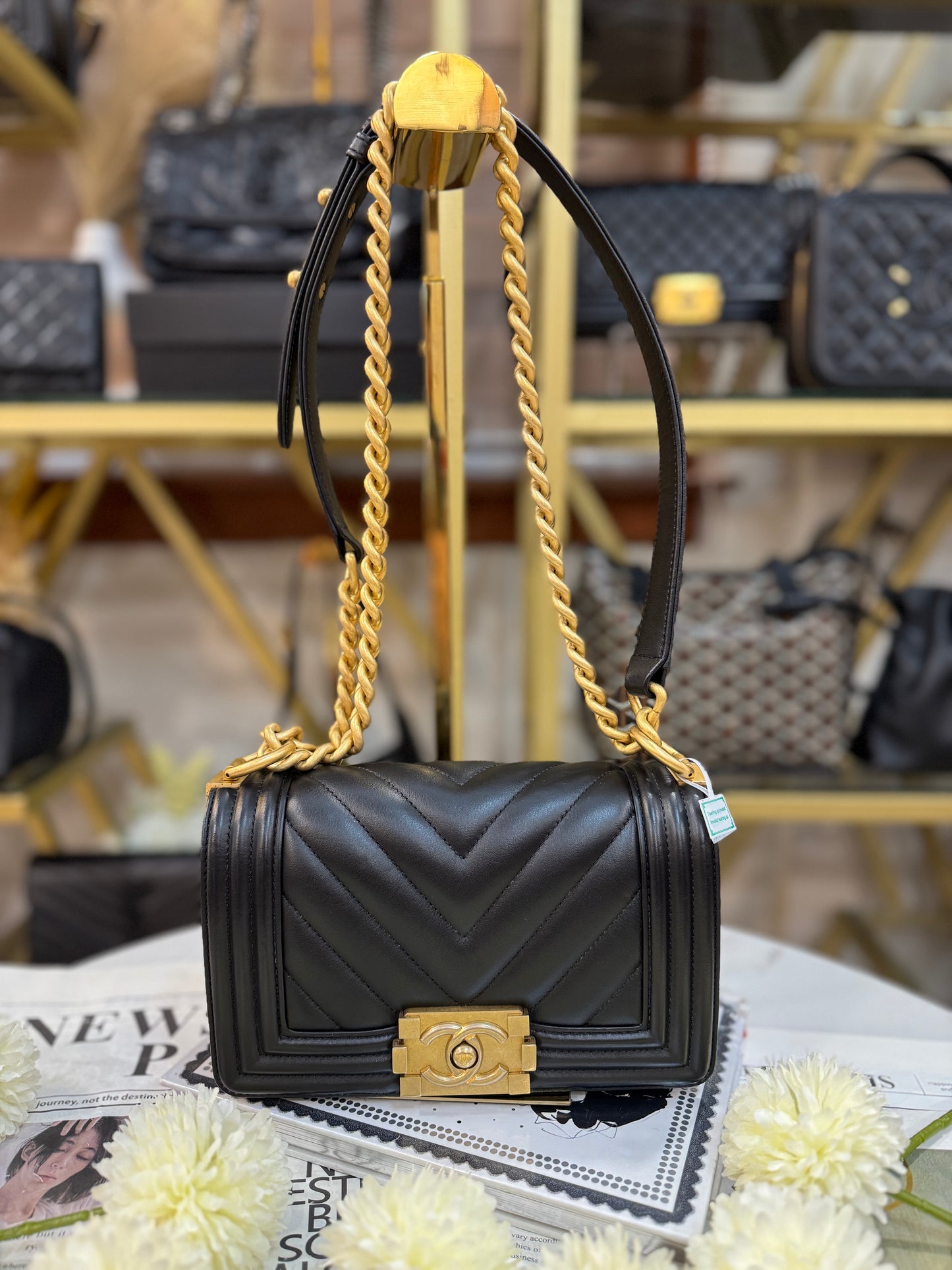 CHANEL LE BOY SMALL CHEVRON LAMBSKIN