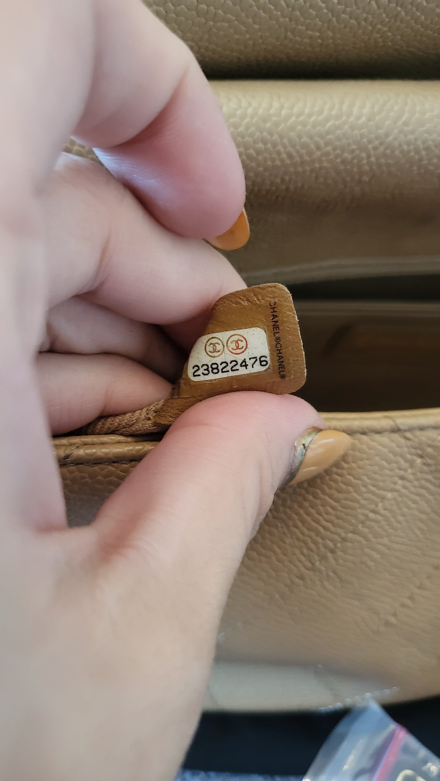 Chanel beige flap w/ handle