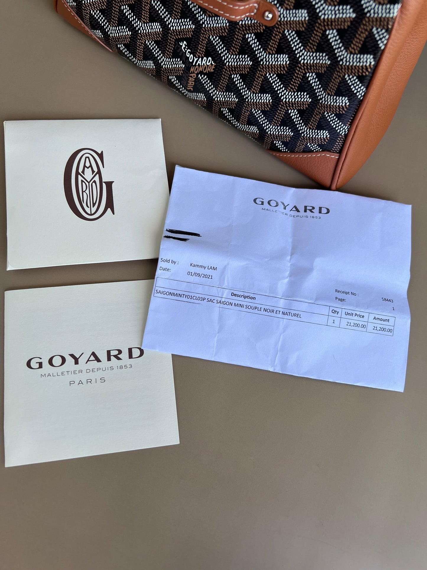 GOYARD MINI SAIGON TAN/BLACK