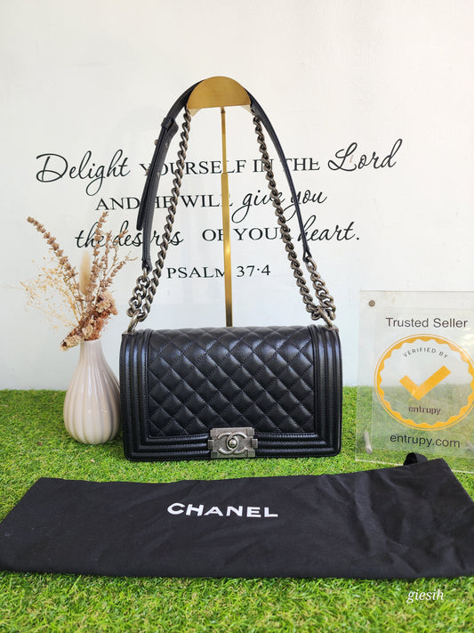 Chanel Le Boy Old Med Caviar RHW Black