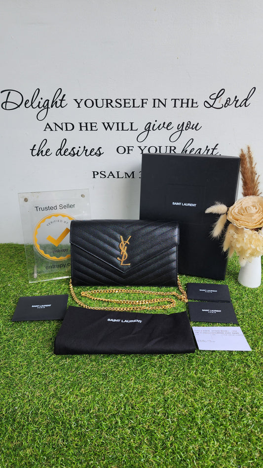 YSL WALLET ON CHAIN MEDIUM BLACK GHW