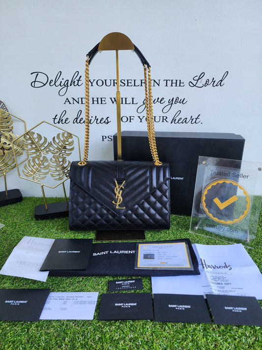 YSL ENVELOPE MEDIUM BLACK GHW