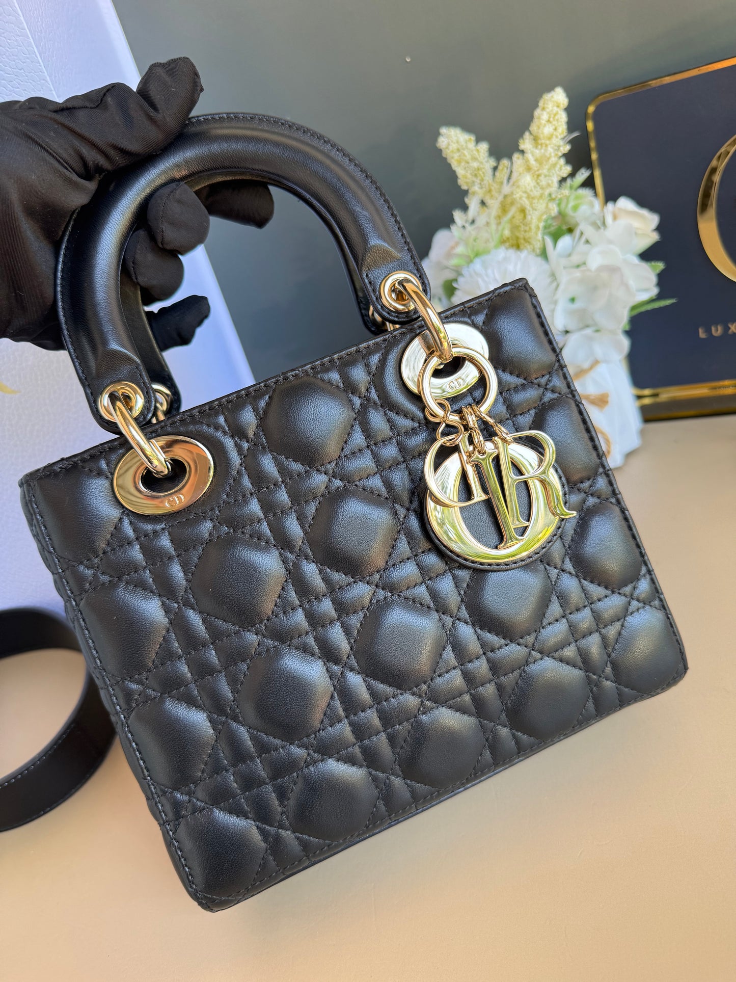LADY DIOR SMALL LAMBSKIN GHW