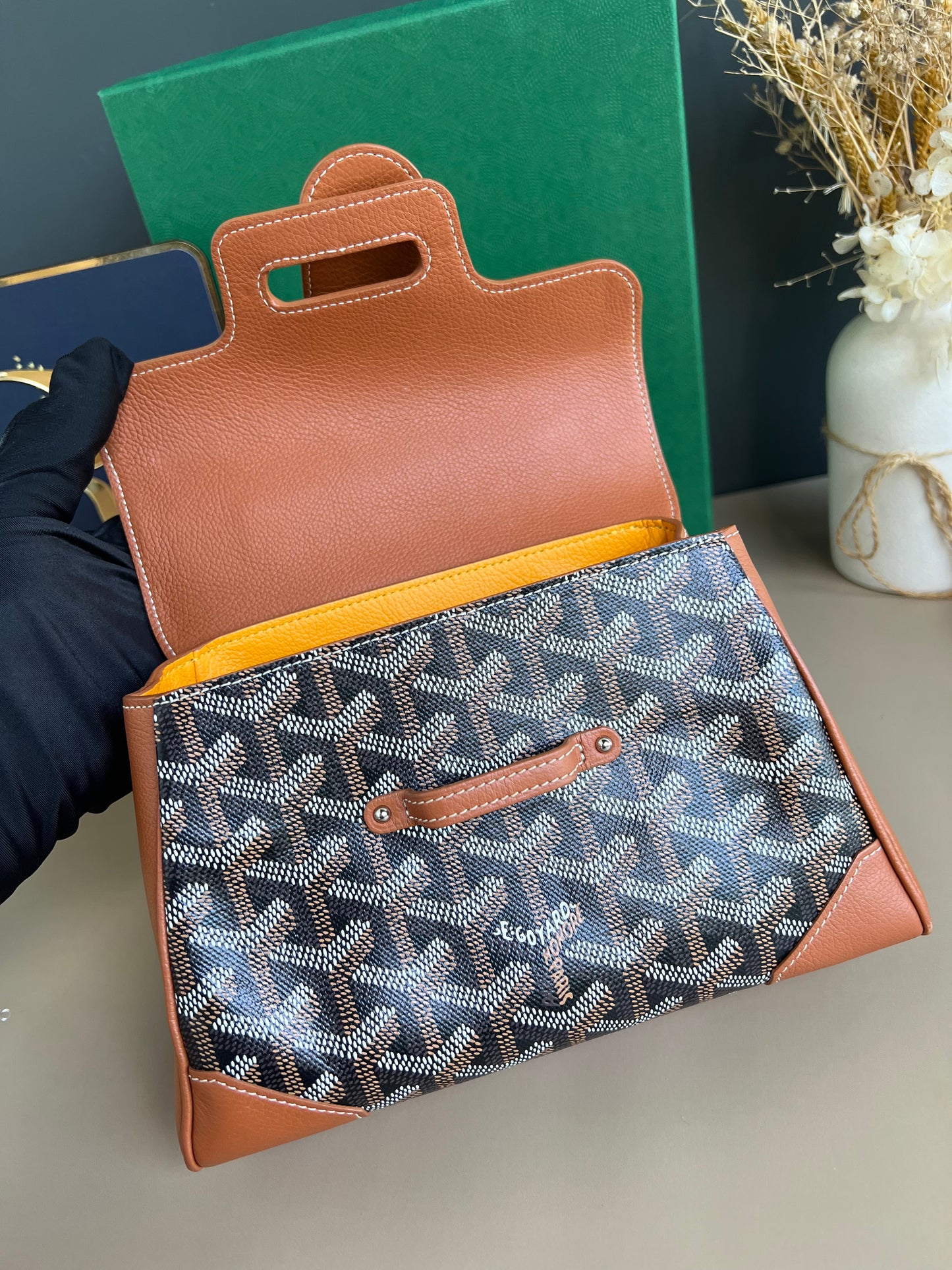 GOYARD MINI SAIGON TAN/BLACK