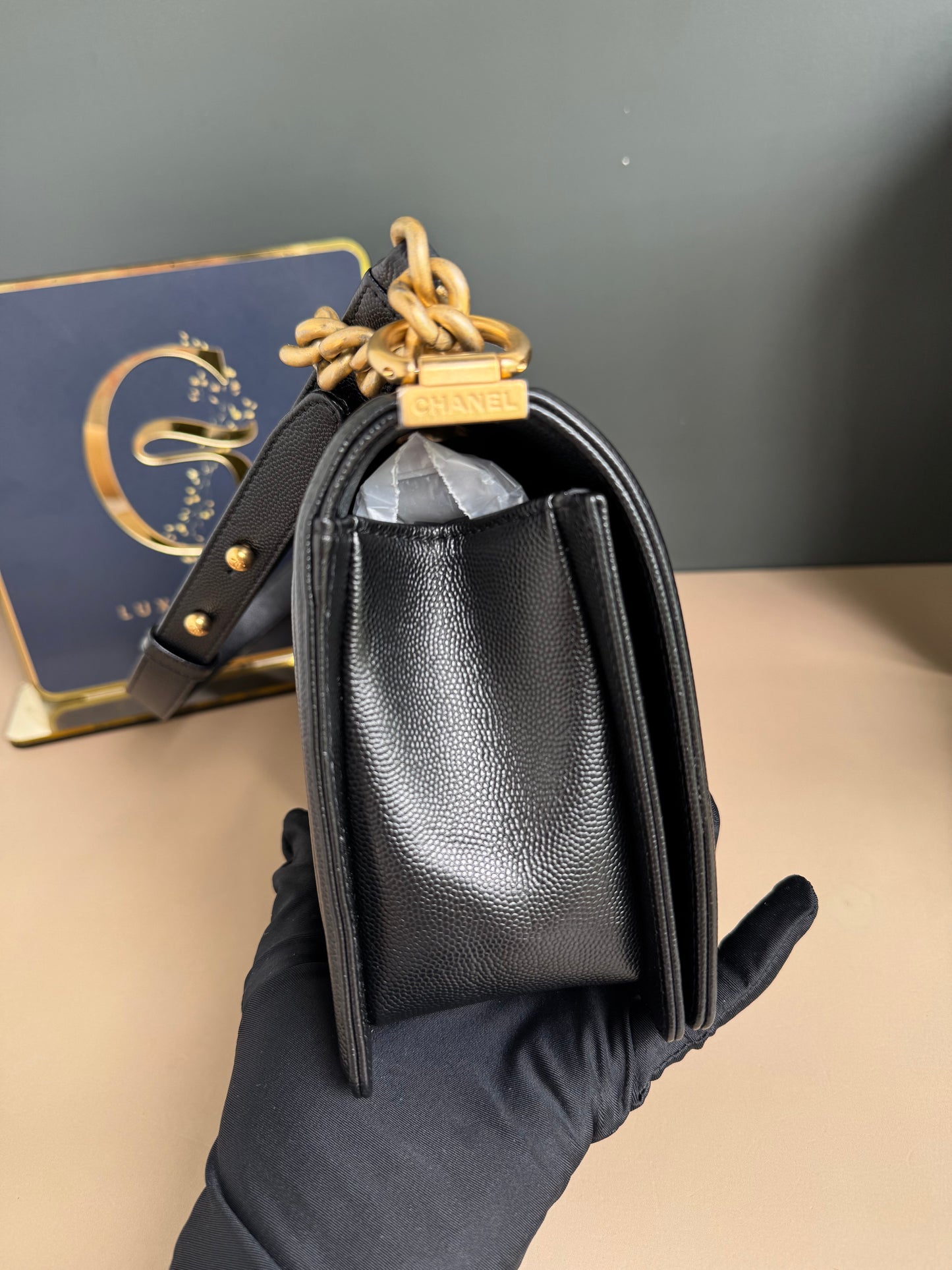 CHANEL LE BOY OLD MEDIUM CAVIAR