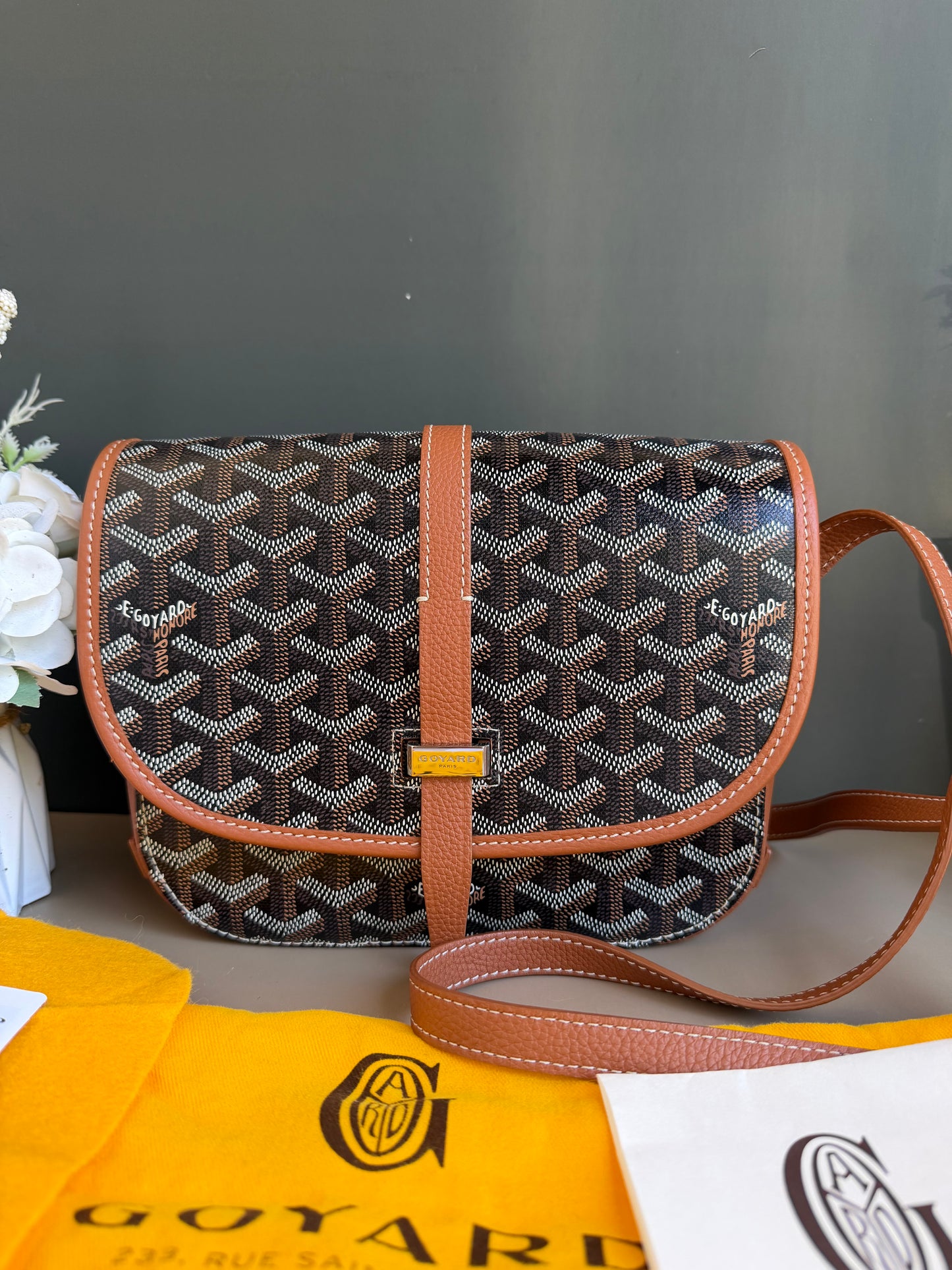 GOYARD BELVEDERE PM TAN/BLACK