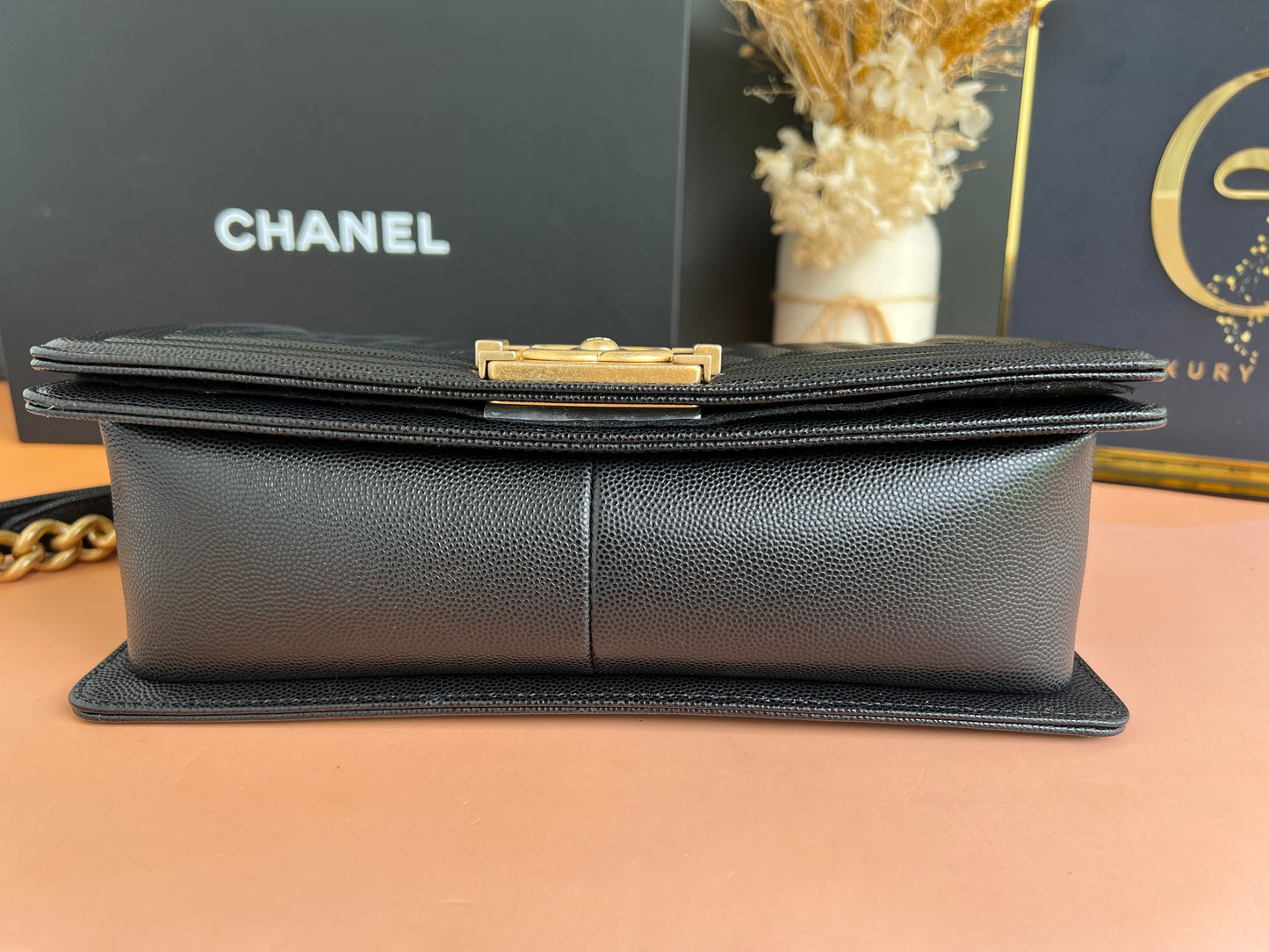 CHANEL LE BOY OLD MEDIUM CAVIAR GHW