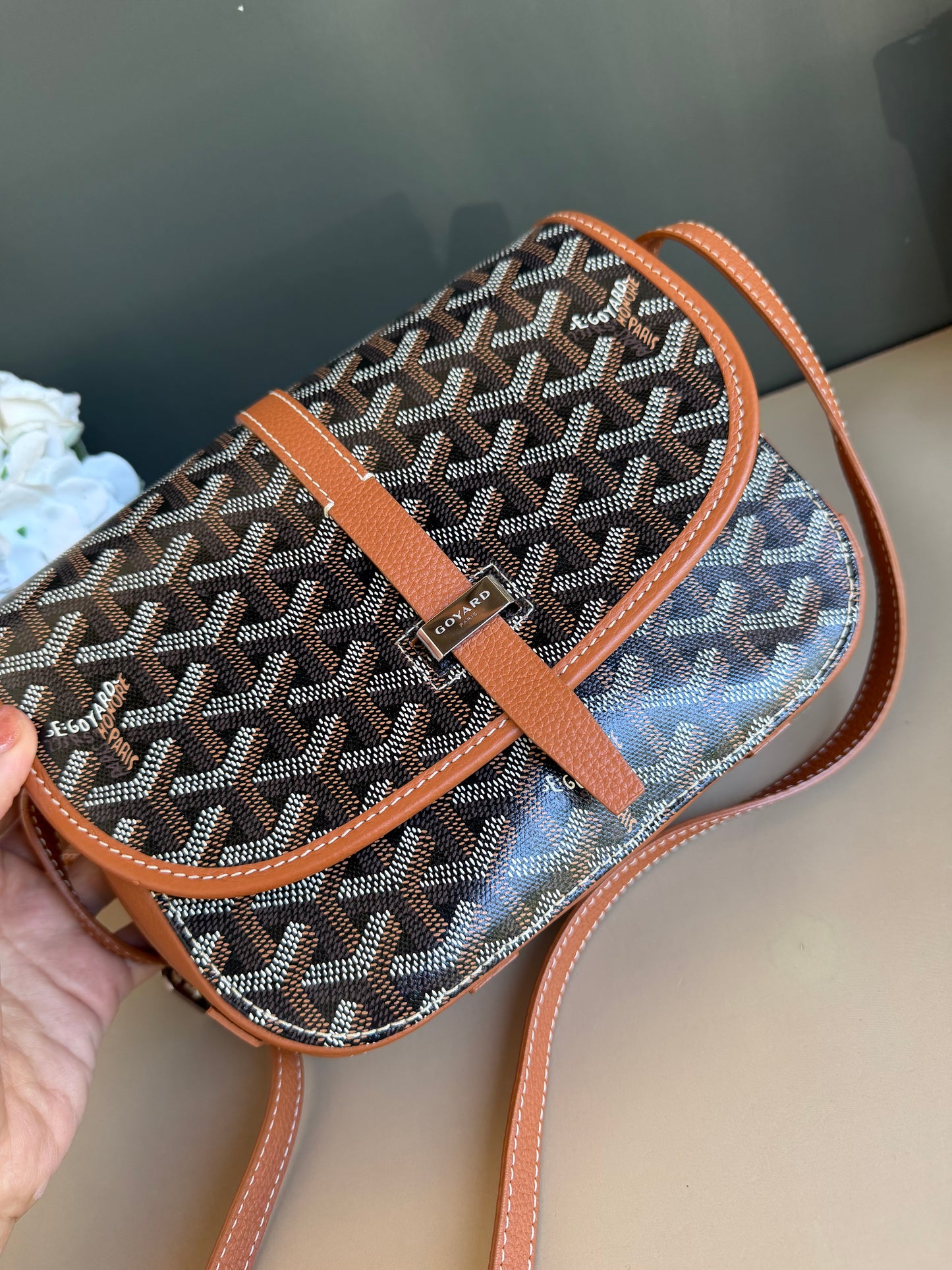 GOYARD BELVEDERE PM TAN/BLACK