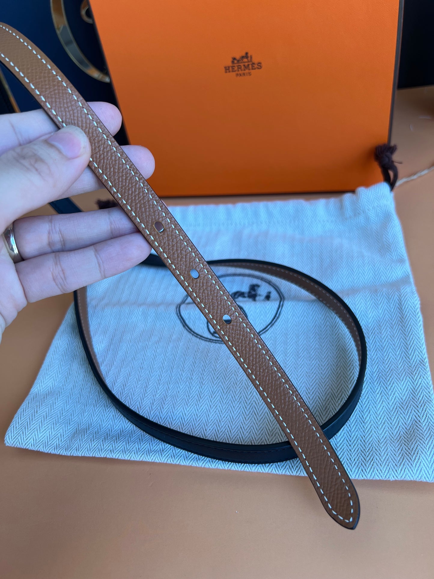 HERMES LUCKY 15 REVERSIBLE BELT