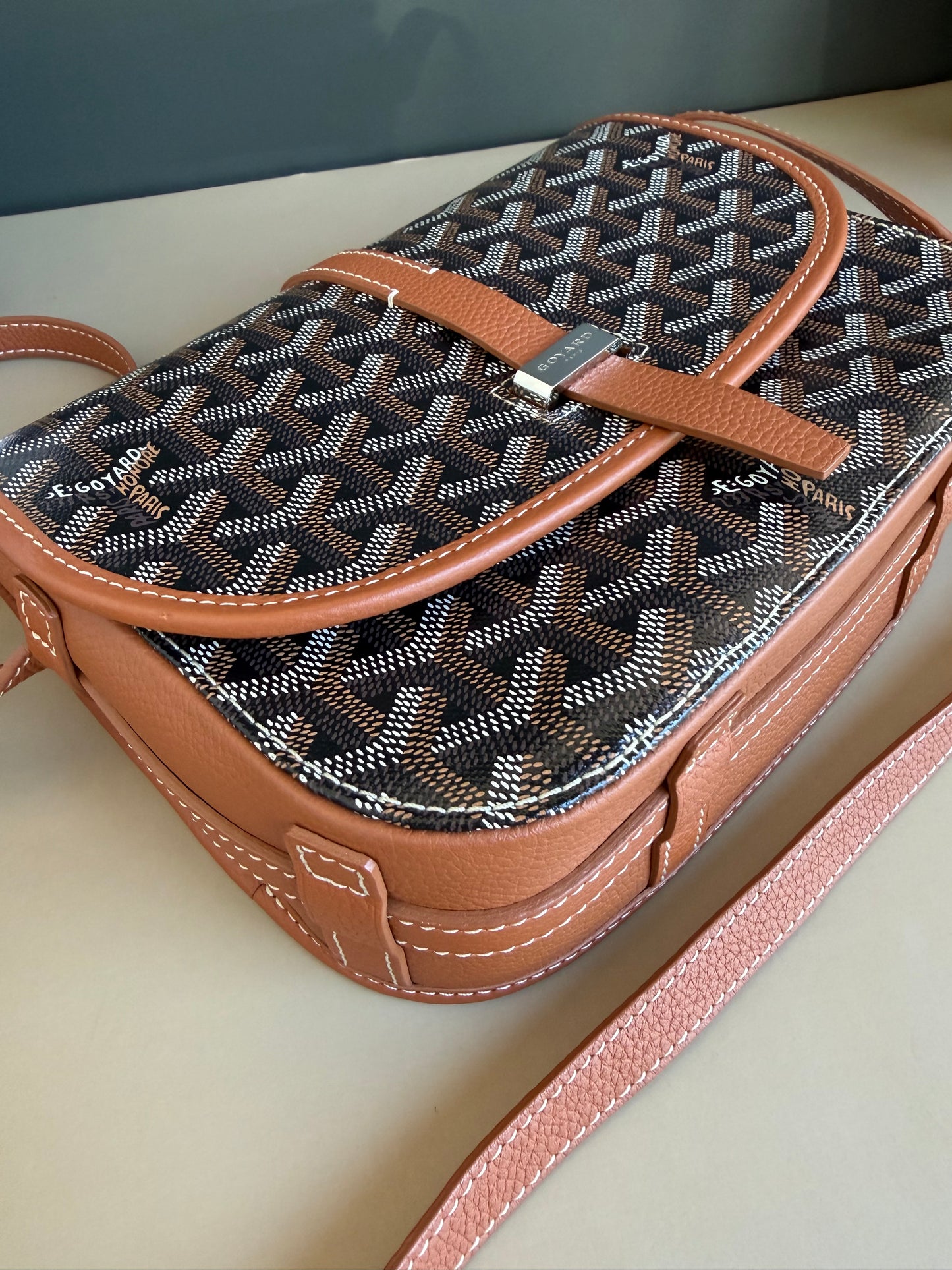 GOYARD BELVEDERE PM TAN/BLACK