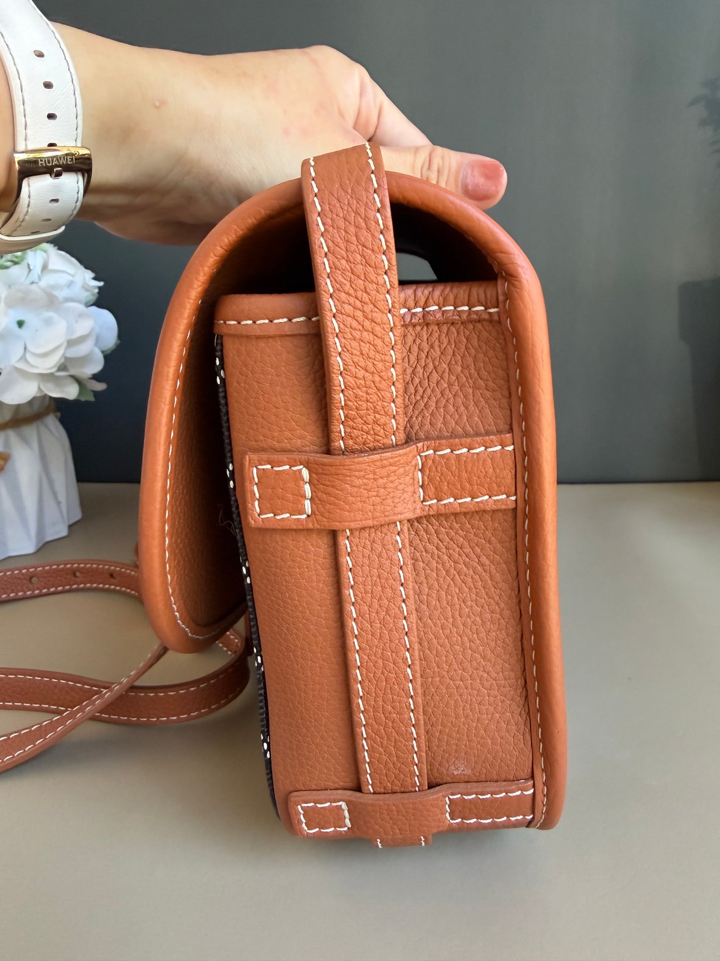 GOYARD BELVEDERE PM TAN/BLACK