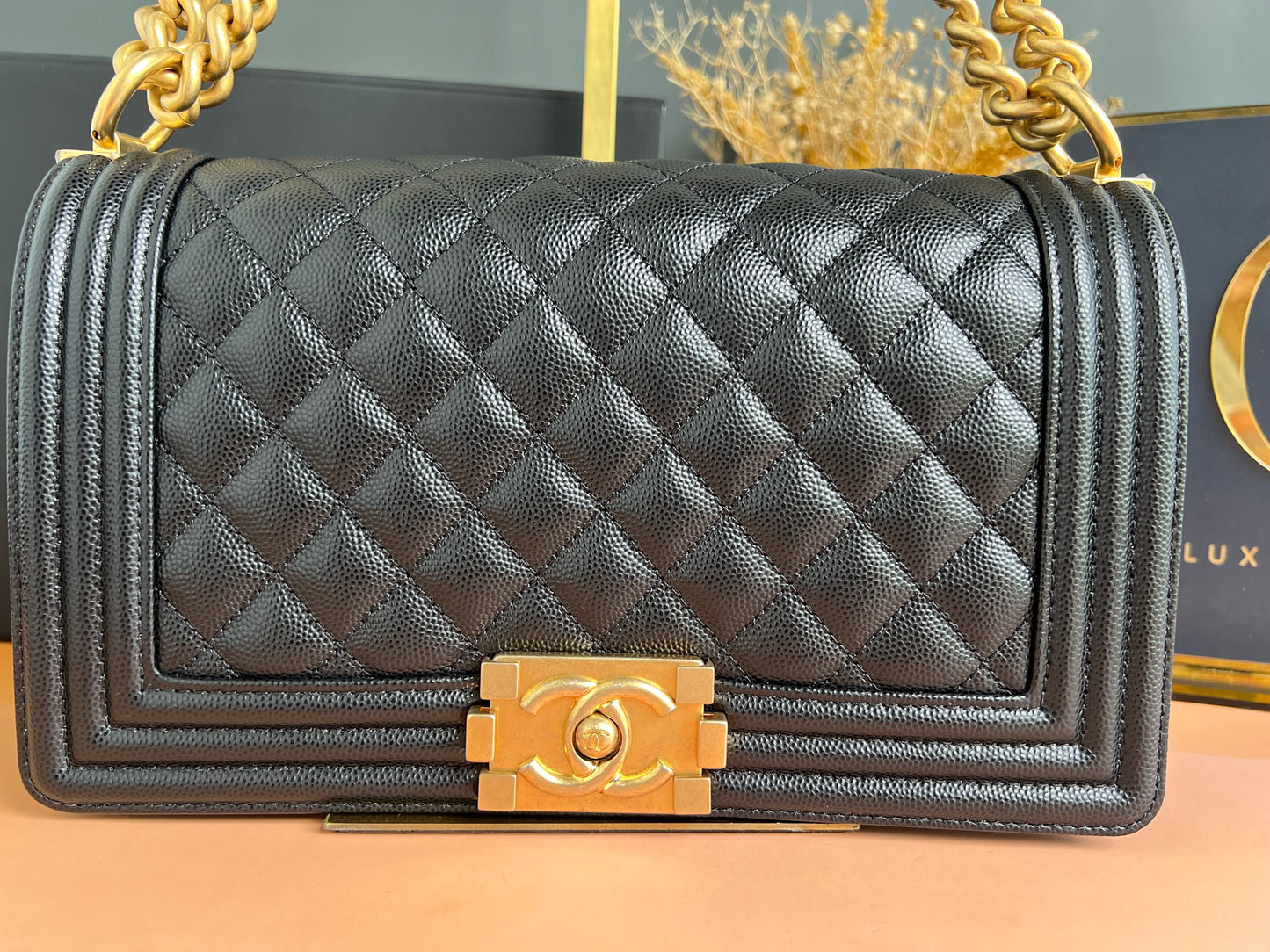 CHANEL LE BOY OLD MEDIUM CAVIAR GHW