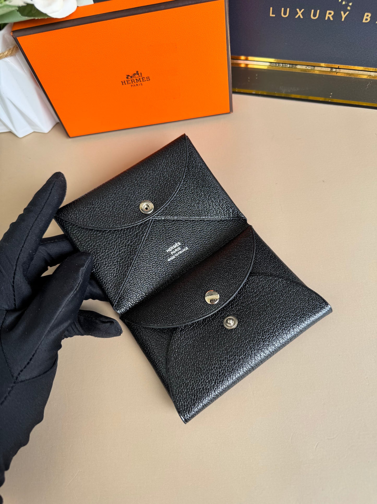 Brandnew HERMES Calvi Duo Compact card holder