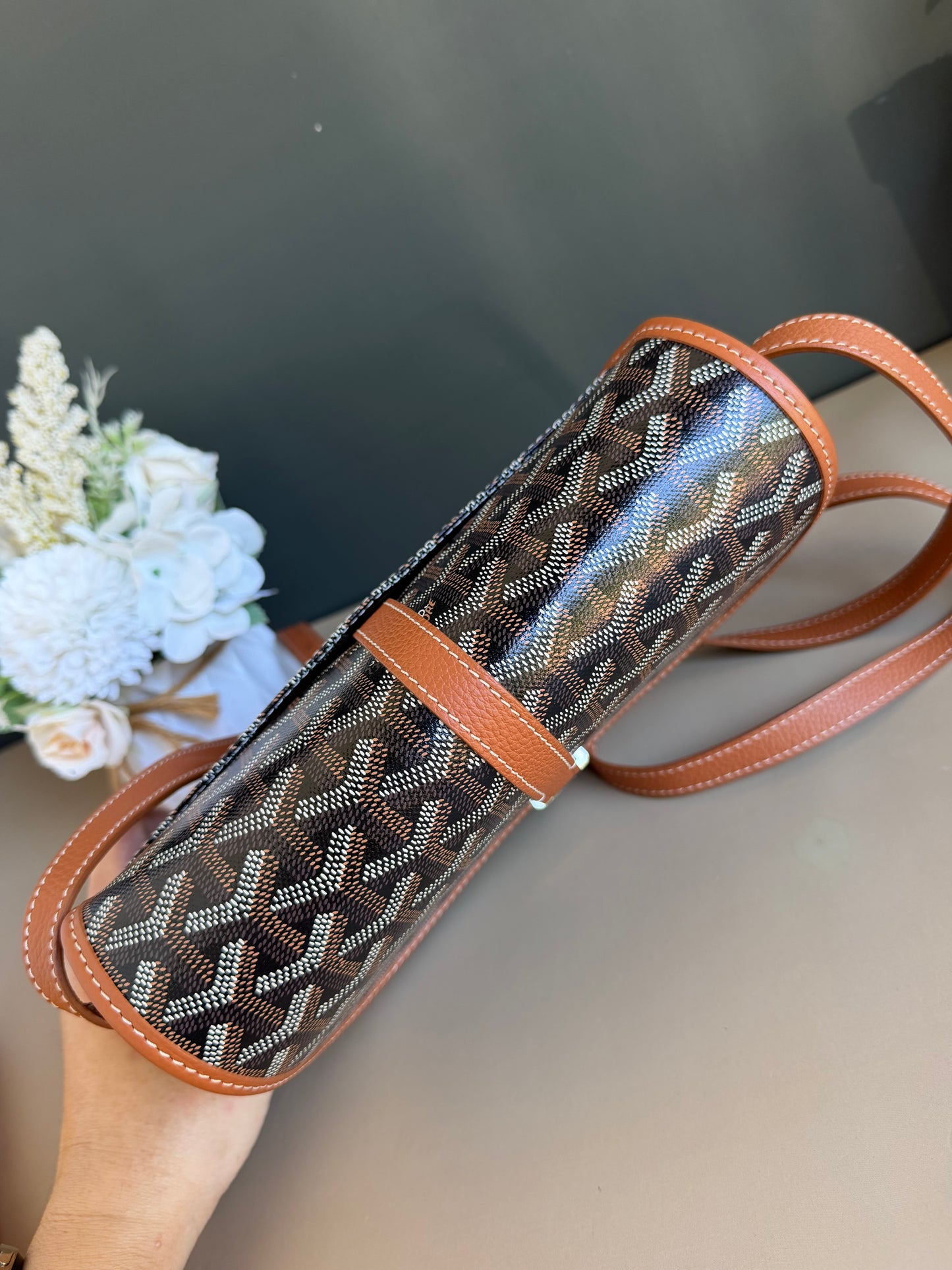 GOYARD BELVEDERE PM TAN/BLACK