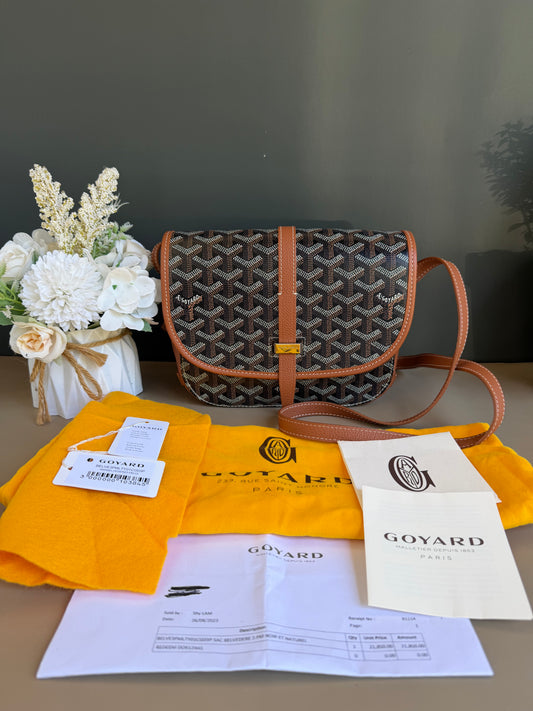 GOYARD BELVEDERE PM TAN/BLACK