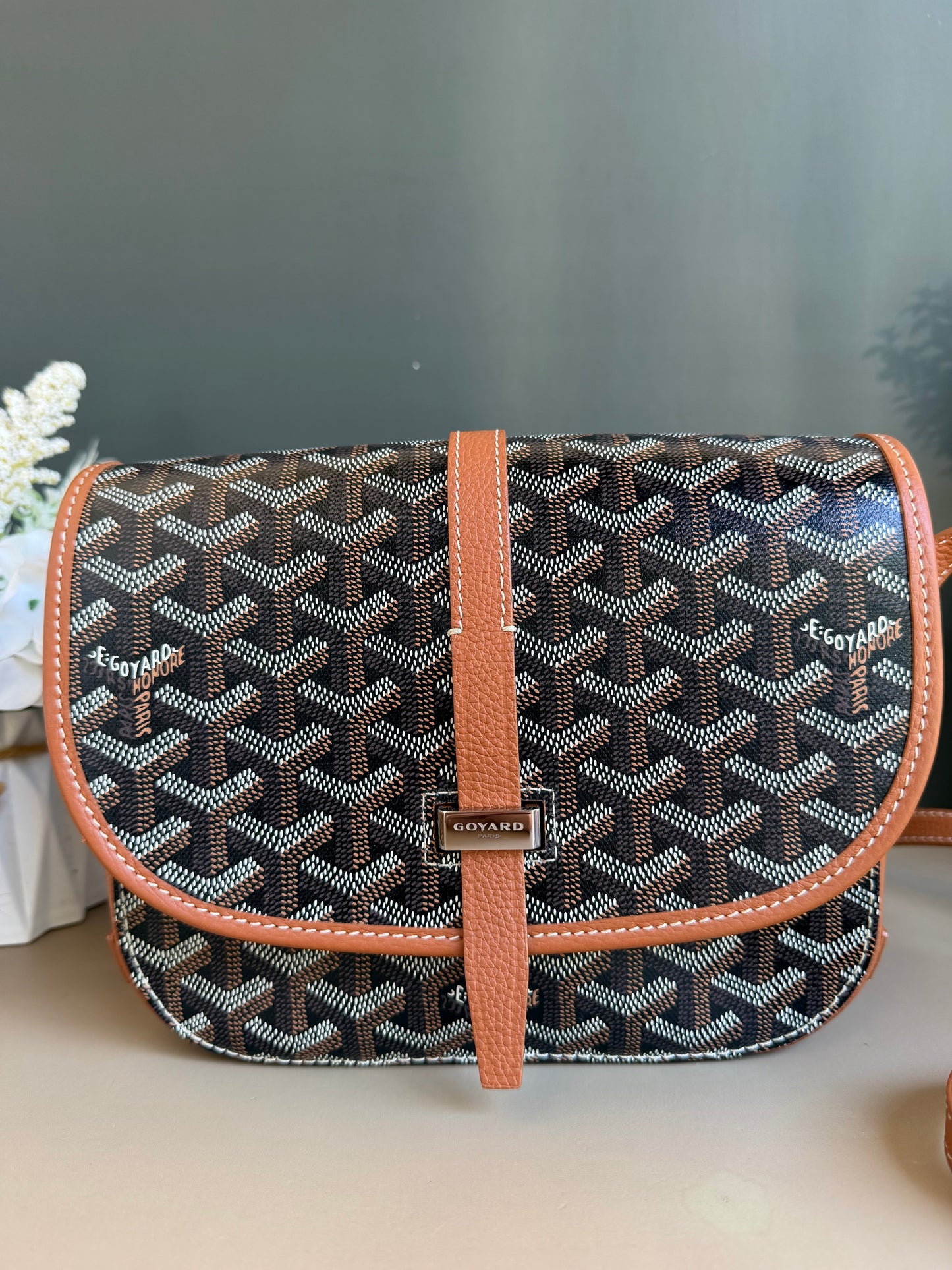 GOYARD BELVEDERE PM TAN/BLACK